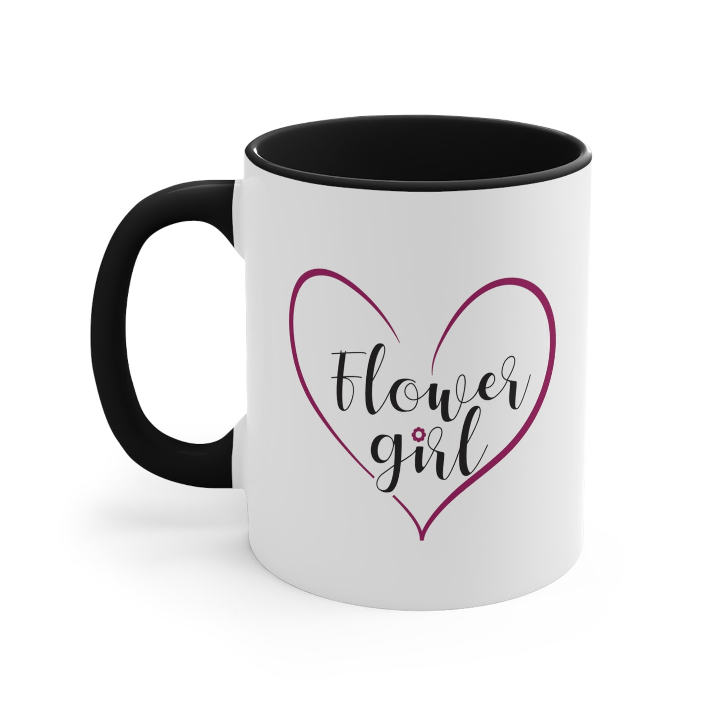 Flower Girl Hot Cocoa Mug - Double Sided Black Accent Ceramic 11oz by TheGlassyLass.com