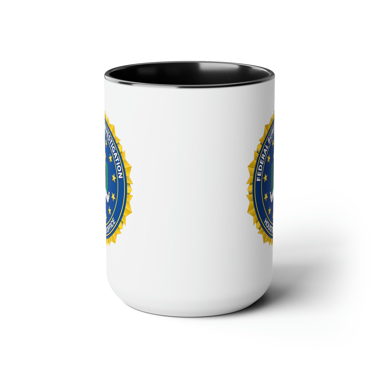 The FBI Houston Field Office Coffee Mug - Double Sided Black Accent Ceramic 15oz by TheGlassyLass.com