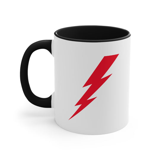 Lightning Bolt Coffee Mug - Double Sided Black Accent White Ceramic 11oz by TheGlassyLass.com