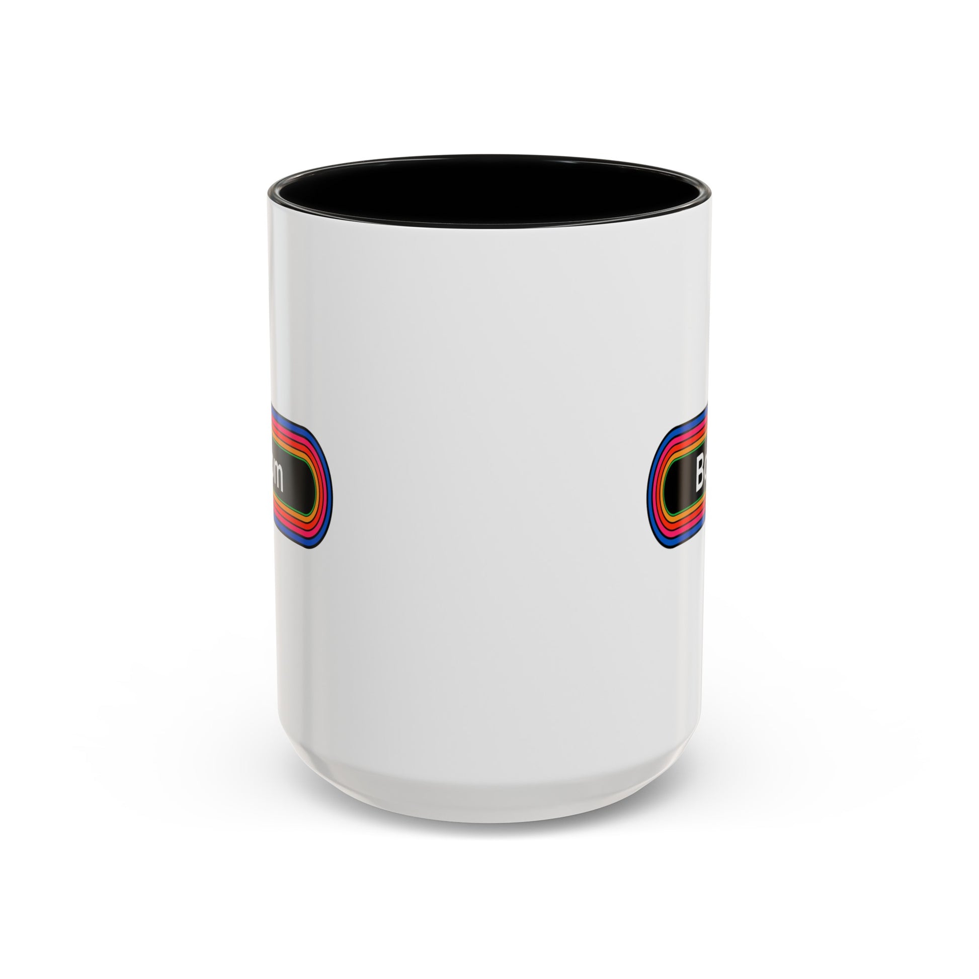 Bottom Rainbow Coffee Mug - Double Sided Black Accent Ceramic 15oz - by TheGlassyLass.com