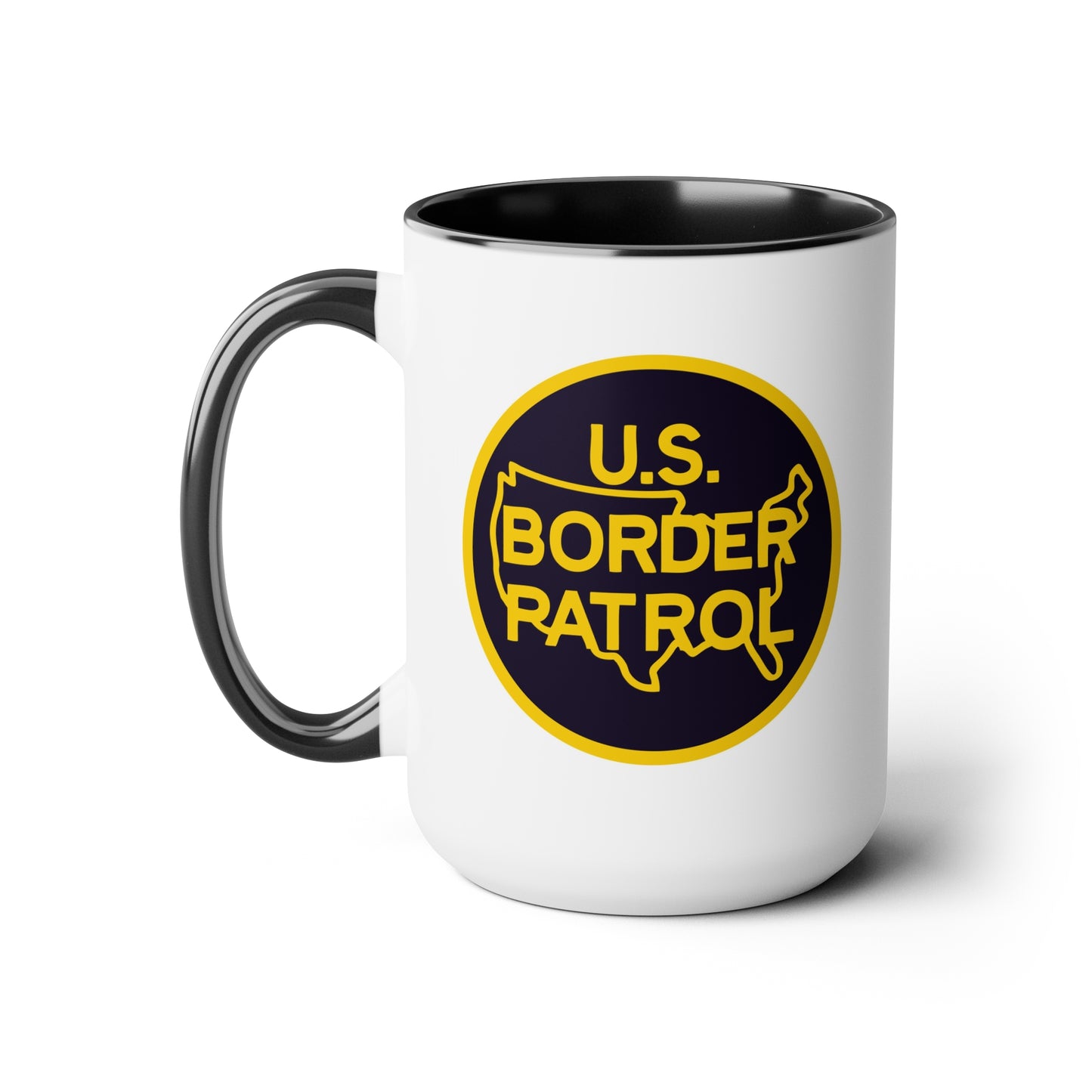 US Border Patrol Coffee Mugs - Double Sided Black Accent White Ceramic 15oz by TheGlassyLass