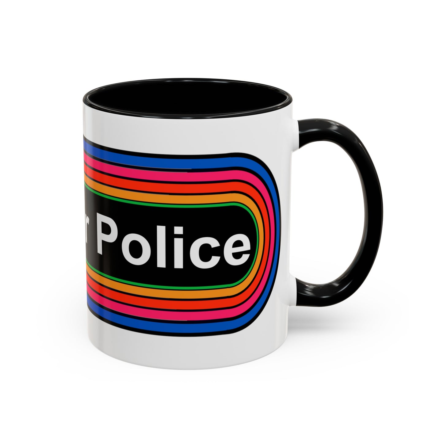 Rainbow Grammar Police Coffee Mug - Wrap Print Black Accent Ceramic 11oz - by TheGlassyLass.com