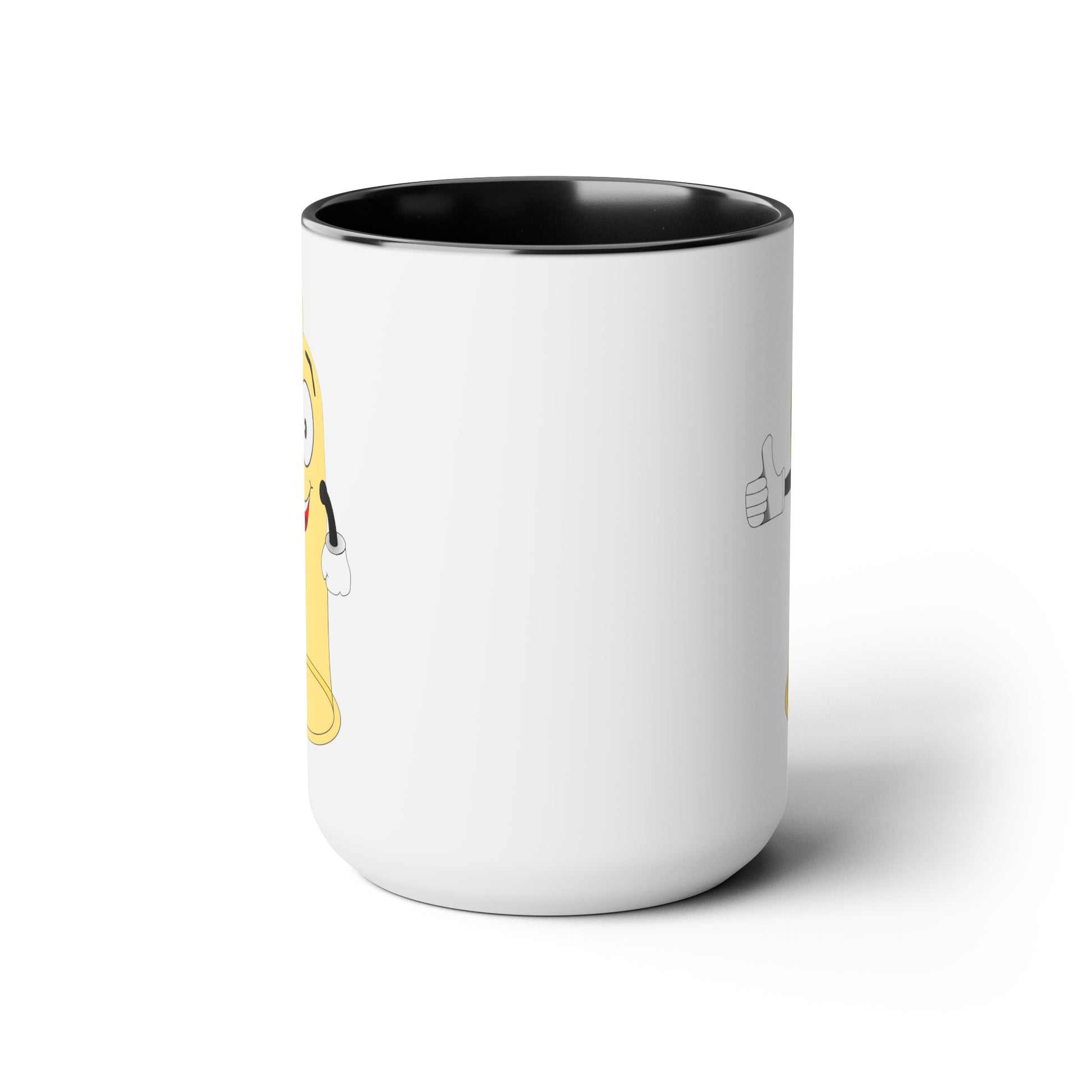 Condom Man Coffee Mug - Double Sided Black Accent White Ceramic 15oz by TheGlassyLass
