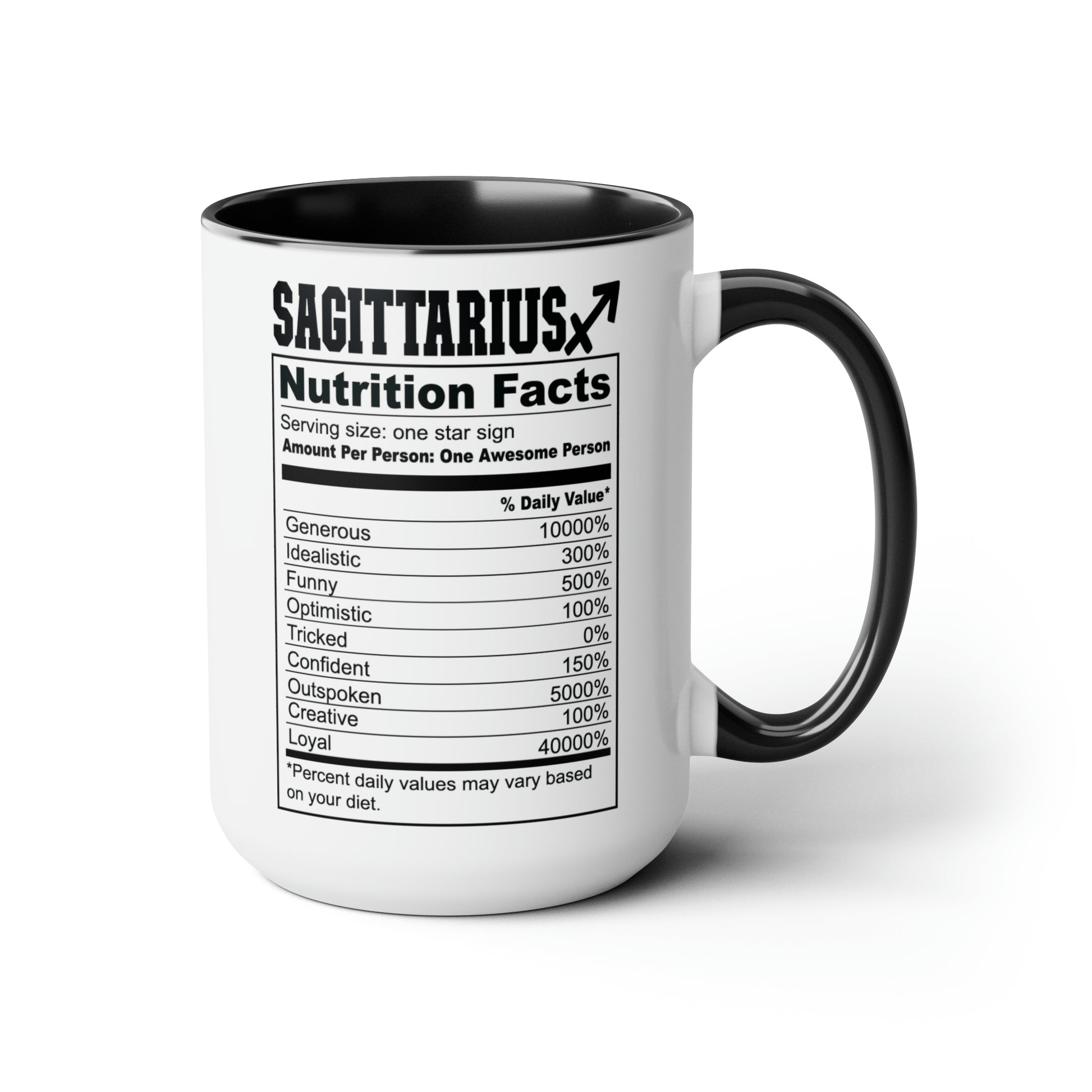 Sagittarius Card Coffee Mug - Double Sided Black Accent Ceramic 15oz by TheGlassyLass.com