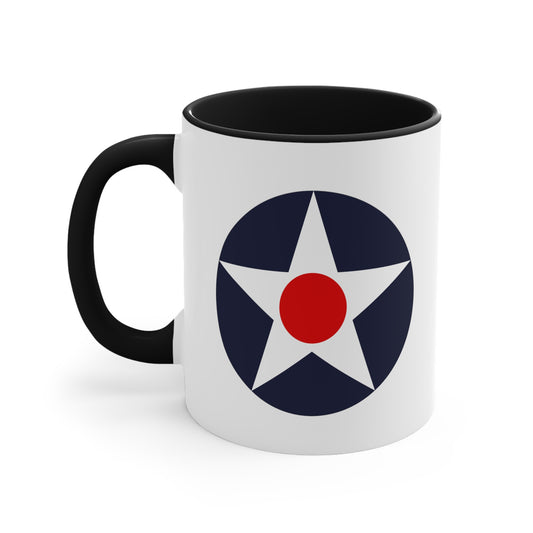 US Army Air Corps Roundel Coffee Mug - Double Sided Black Accent Ceramic 11oz - by TheGlassyLass.com