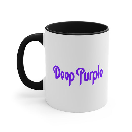 Deep Purple Coffee Mug - Double Sided Black Accent White Ceramic 11oz by TheGlassyLass