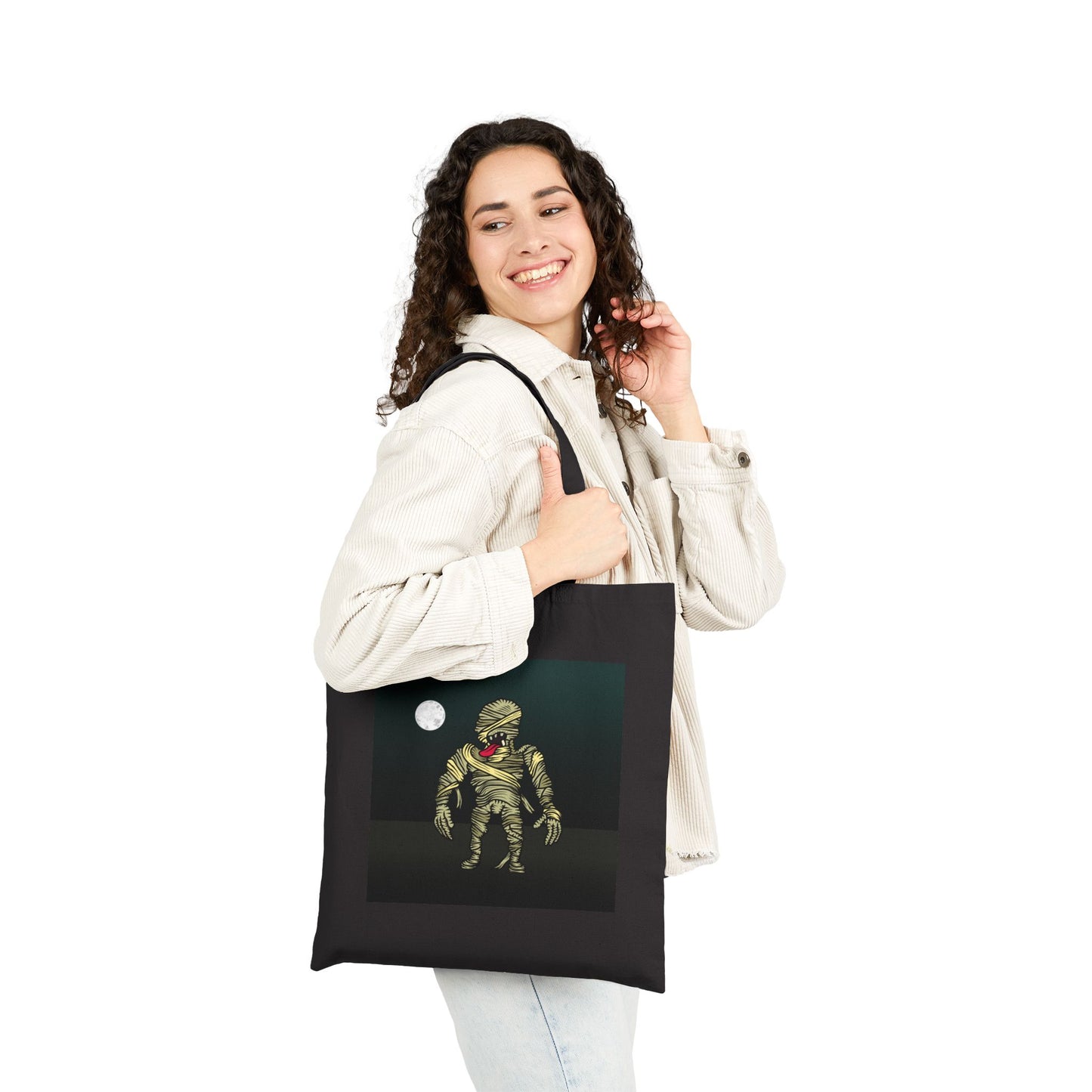 The Mummy Haunted Halloween Trick or Treat Tote Bag - Heavyweight 100% Cotton Canvas by TheGlassyLass.com
