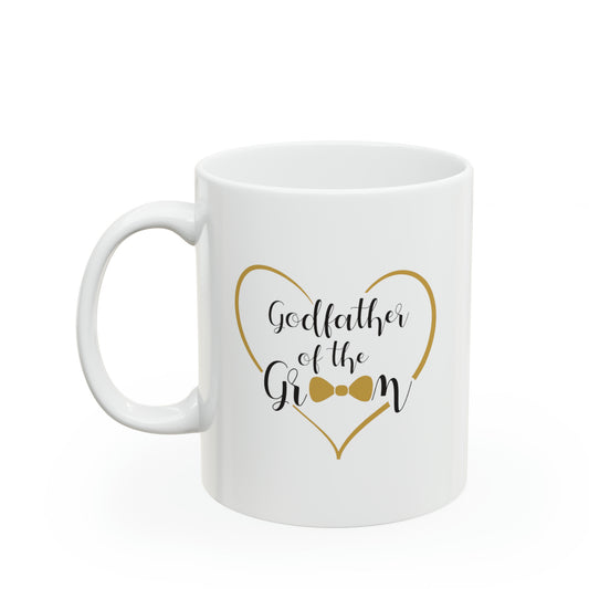 Godfather of the Groom Coffee Mug - Double Sided 11oz White Ceramic by TheGlassyLass.com