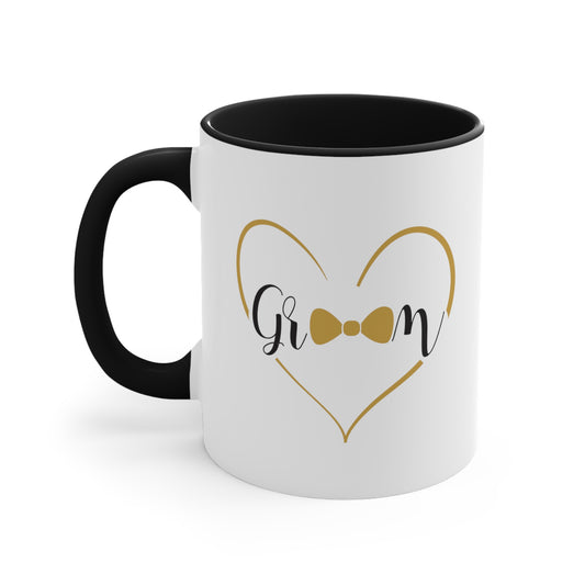 Groom Coffee Mug - Double Sided Black Accent Ceramic 11oz by TheGlassyLass.com