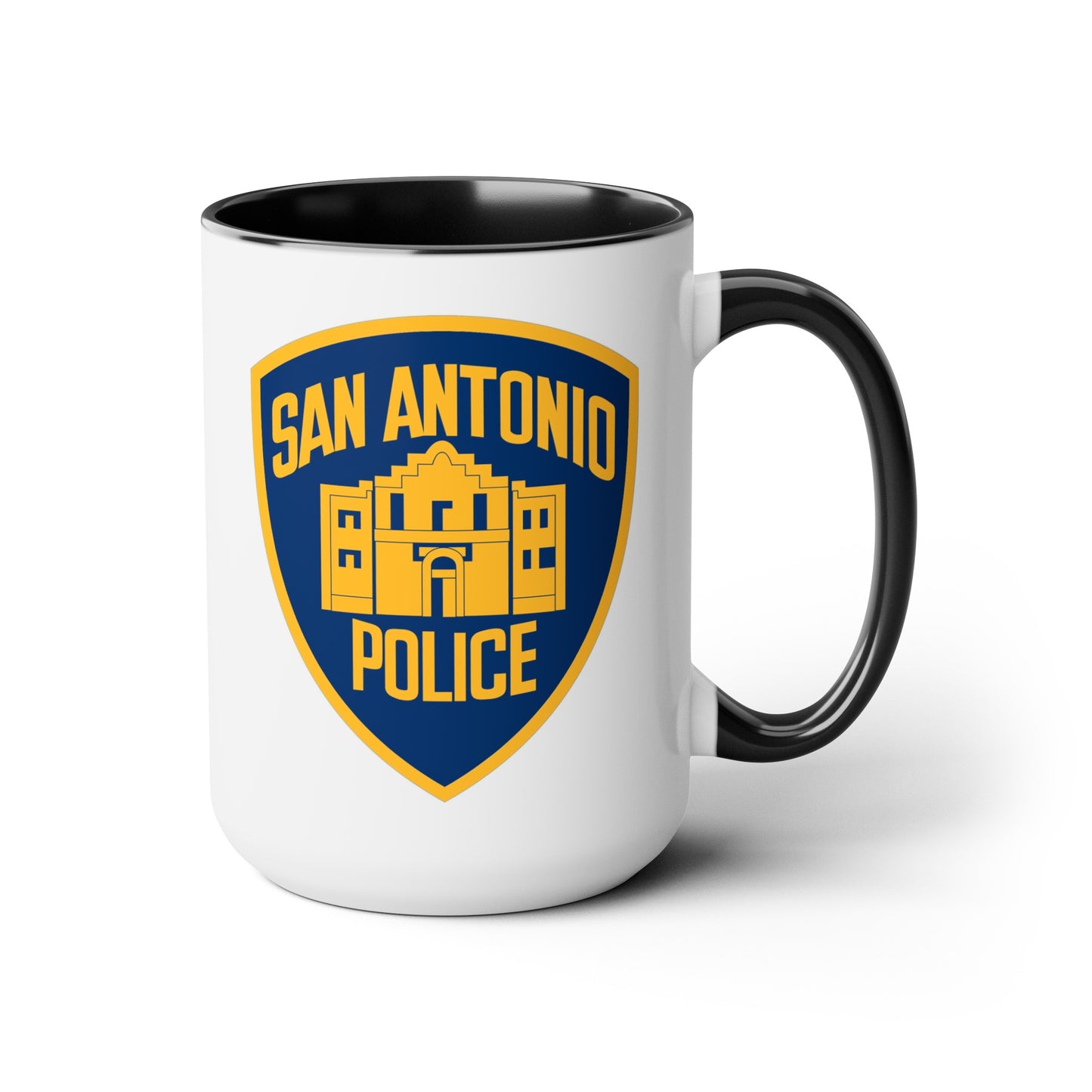 San Antonio Police Coffee Mug - Double Sided Black Accent White Ceramic 15oz by TheGlassyLass.com