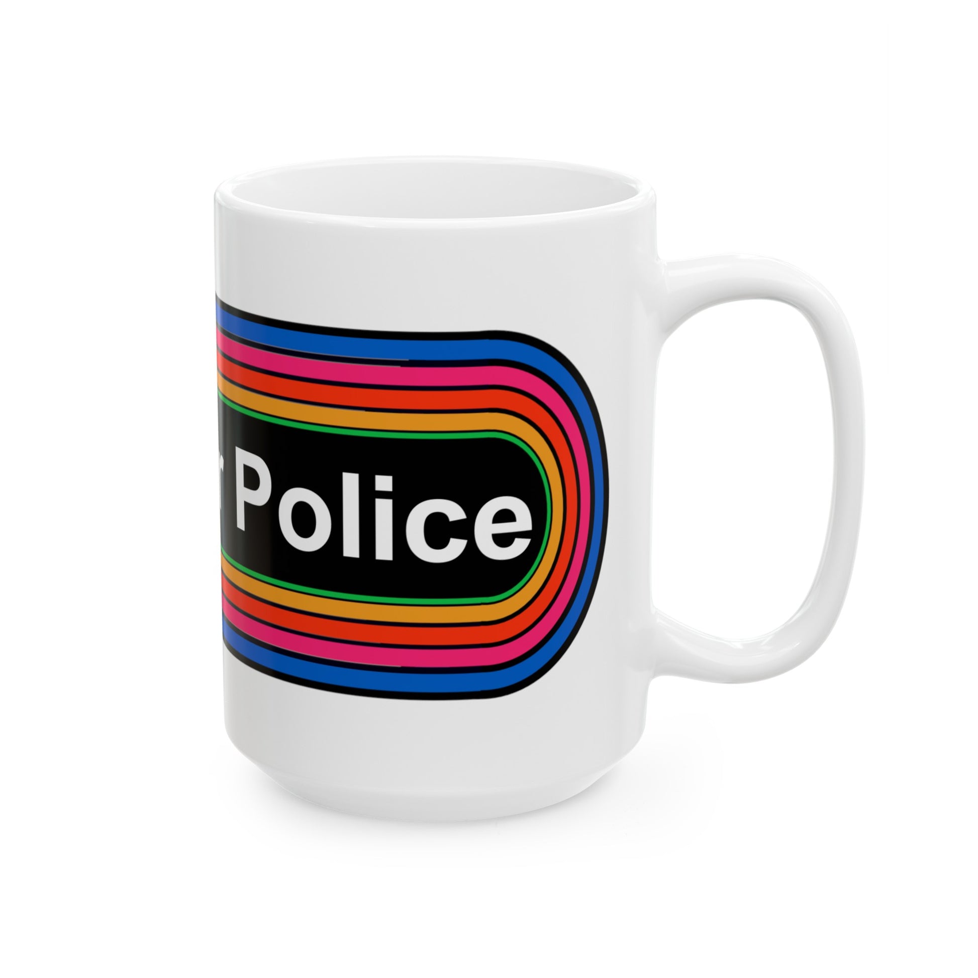 Rainbow Grammar Police Coffee Mug - Wrap Print White Ceramic 15oz - by TheGlassyLass.com