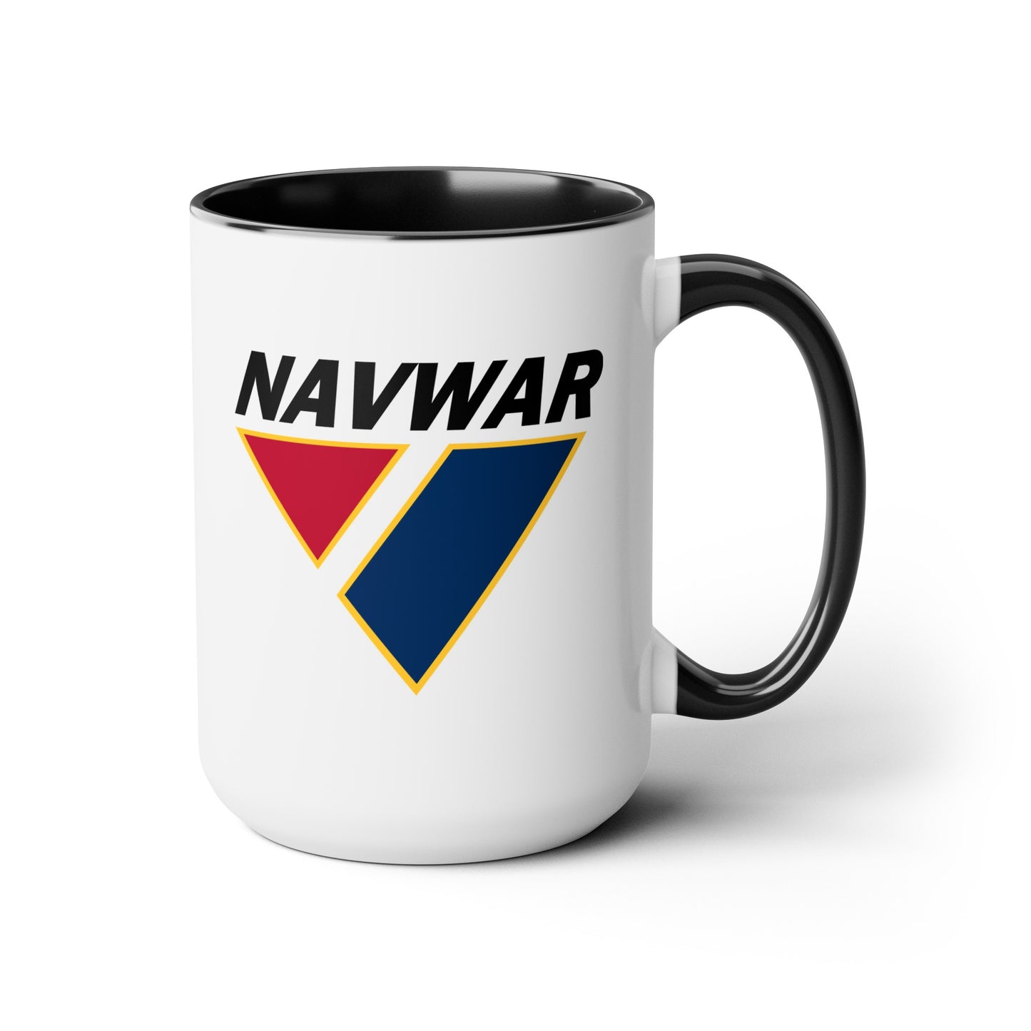 US Navy NAVWAR Coffee Mug - Black Accent Two Tone White Ceramic 15oz by TheGlassyLass.com