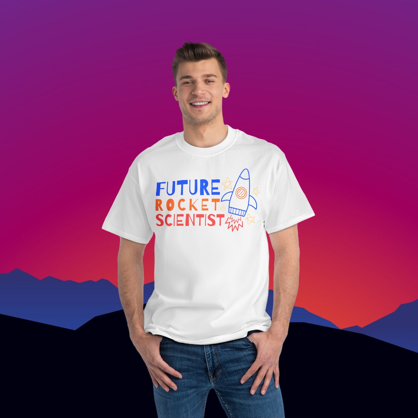 Future Rocket Scientist T-Shirt: (Hanes Beefy-T 100% Preshrunk Cotton Custom Printed by TheGlassyLass.com