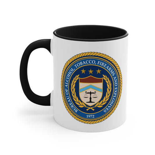 US ATF Seal Coffee Mug - Double Sided Black Accent White Ceramic 11oz by TheGlassyLass