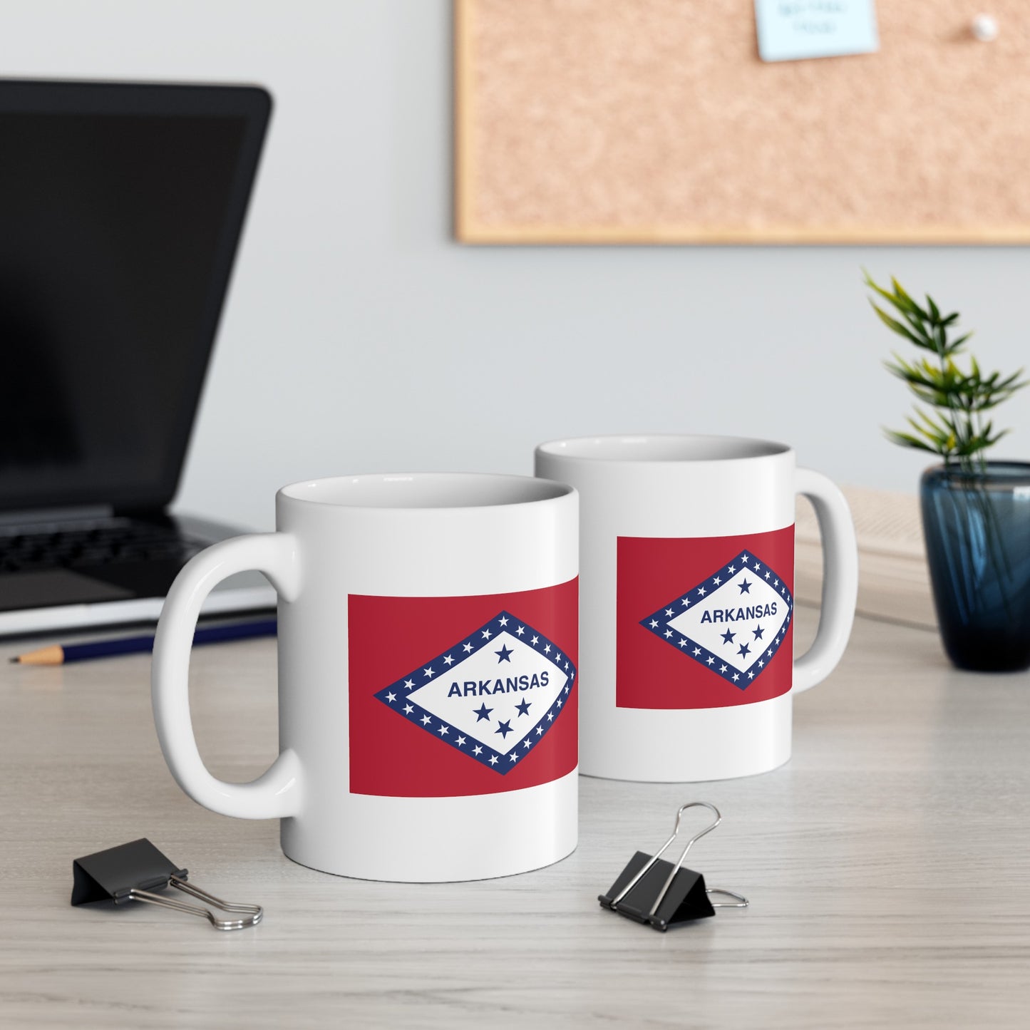 Arkansas State Flag - Double Sided White Ceramic Coffee Mug 11oz by TheGlassyLass.com