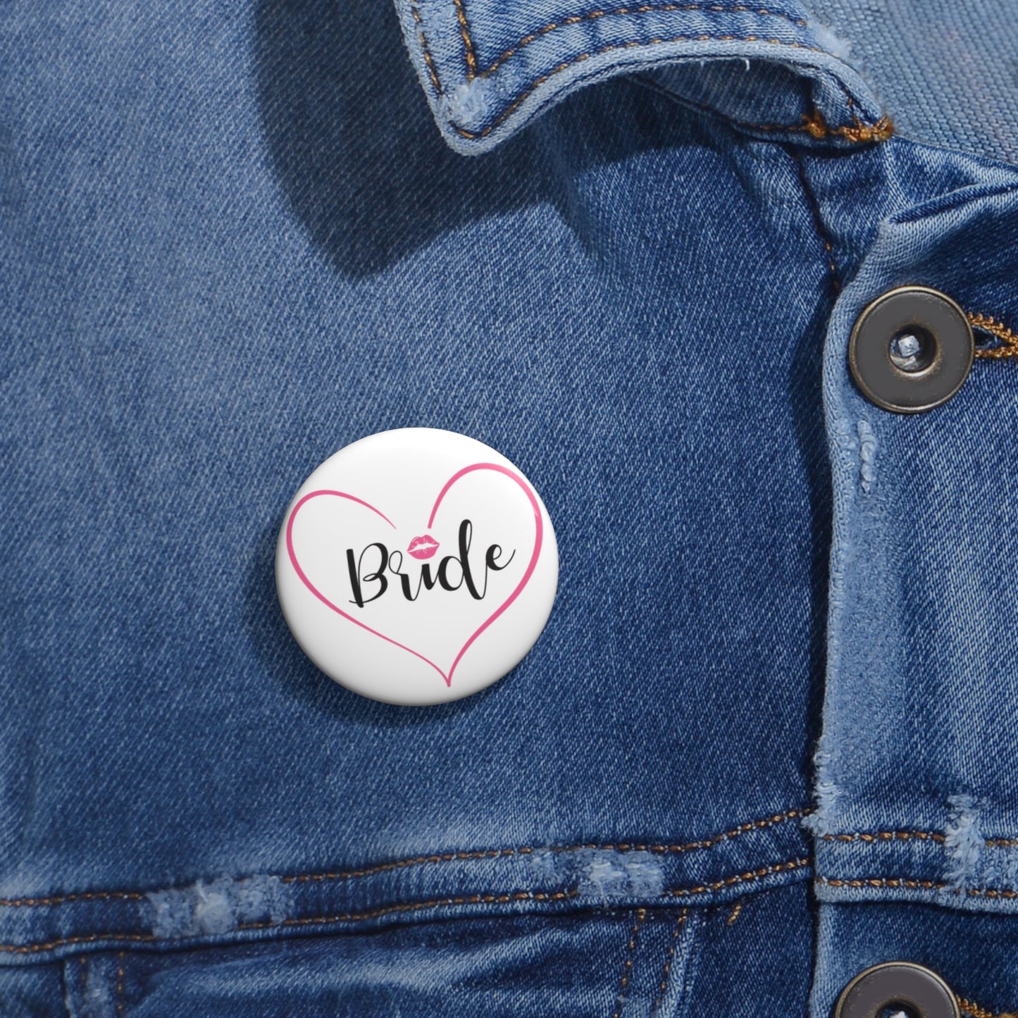 Bride Button Pin 1.25" Round | Wedding Party Design by TheGlassyLass.com