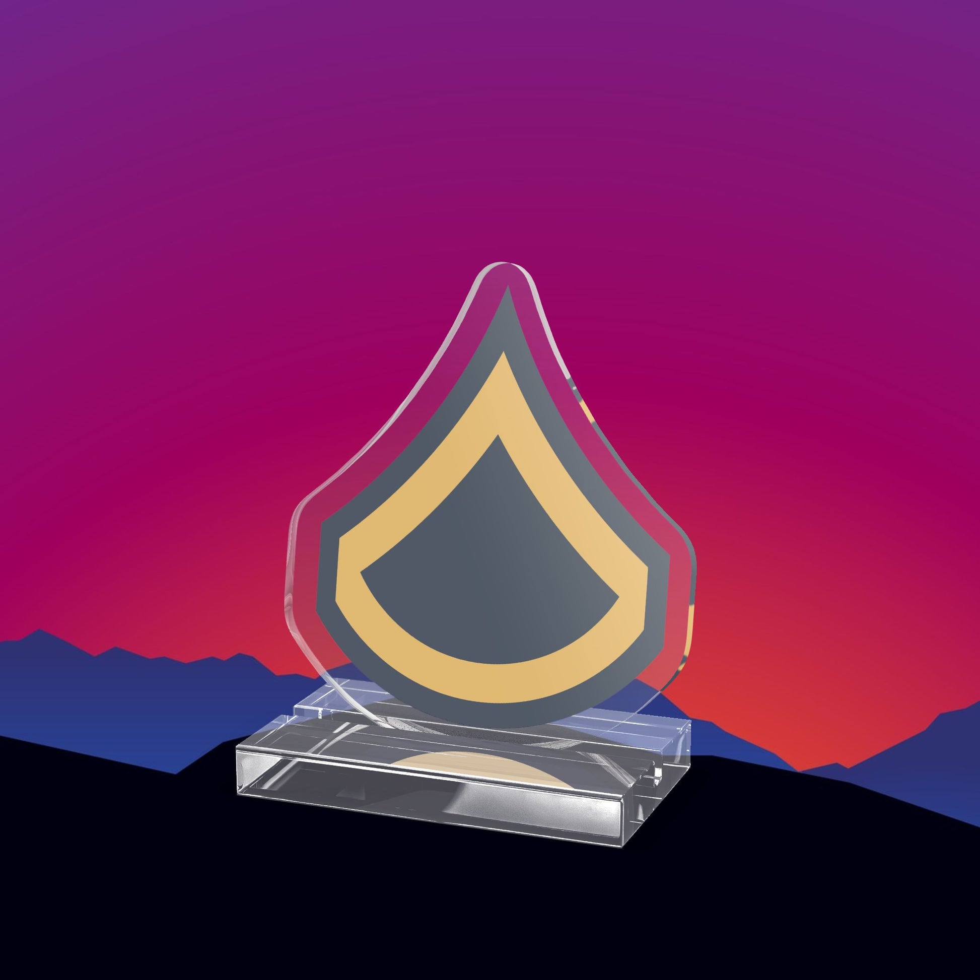 U.S. Army Private 1st Class (E-3) Stripes Acrylic Standee by TheGlassyLass.com
