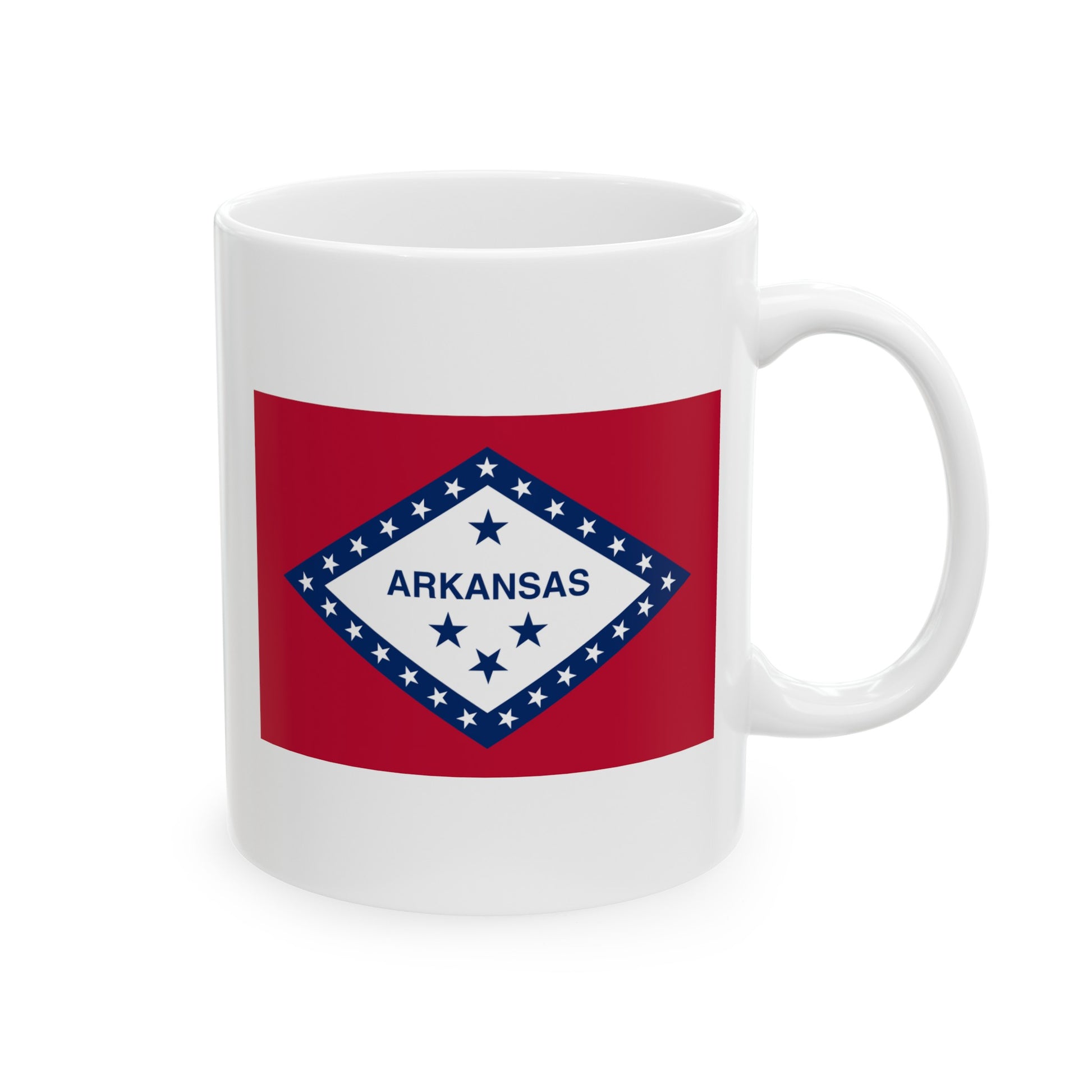 Arkansas State Flag - Double Sided White Ceramic Coffee Mug 11oz by TheGlassyLass.com