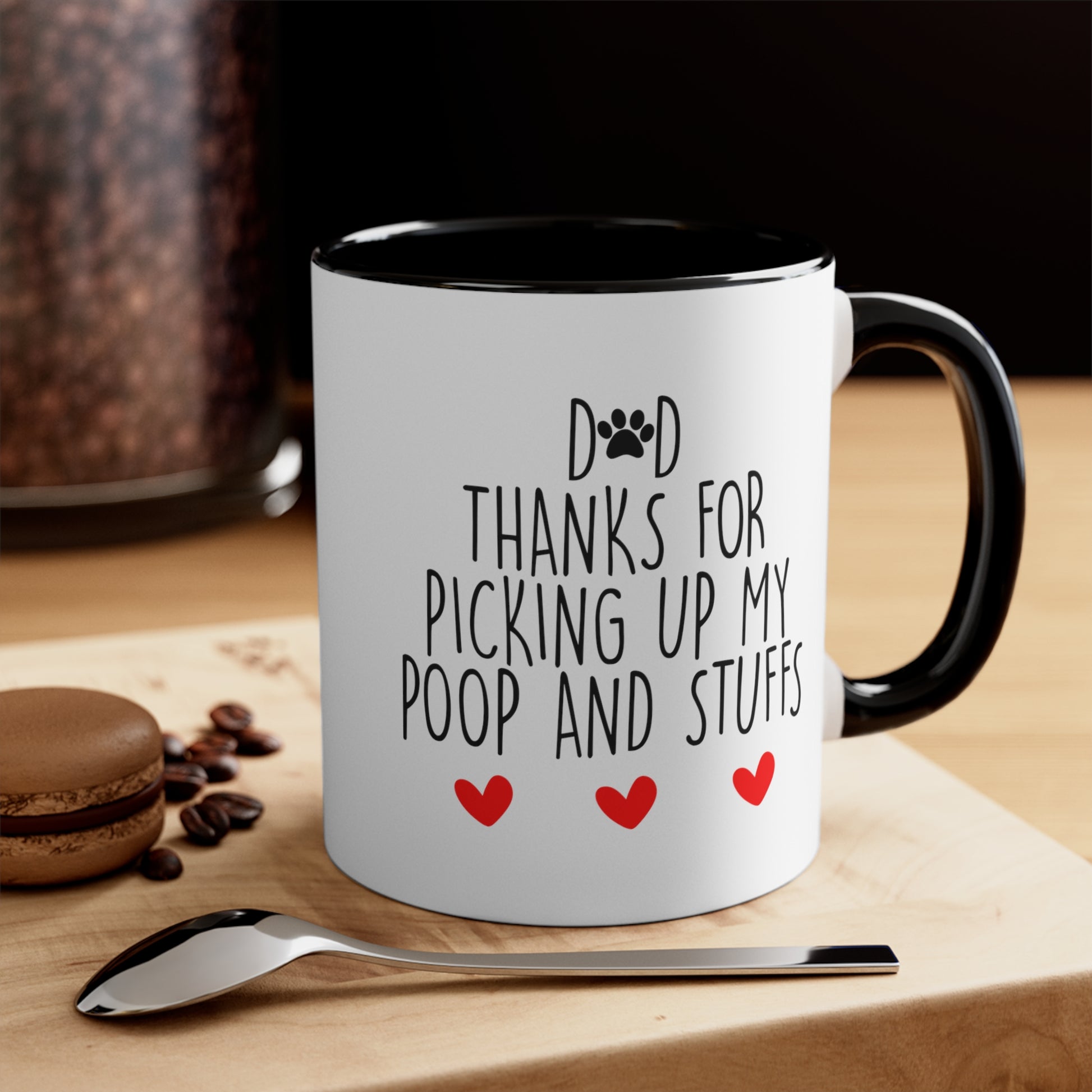 Dog Poop Coffee Mug - Double Sided Black Accent White Ceramic 11oz by TheGlassyLass.com