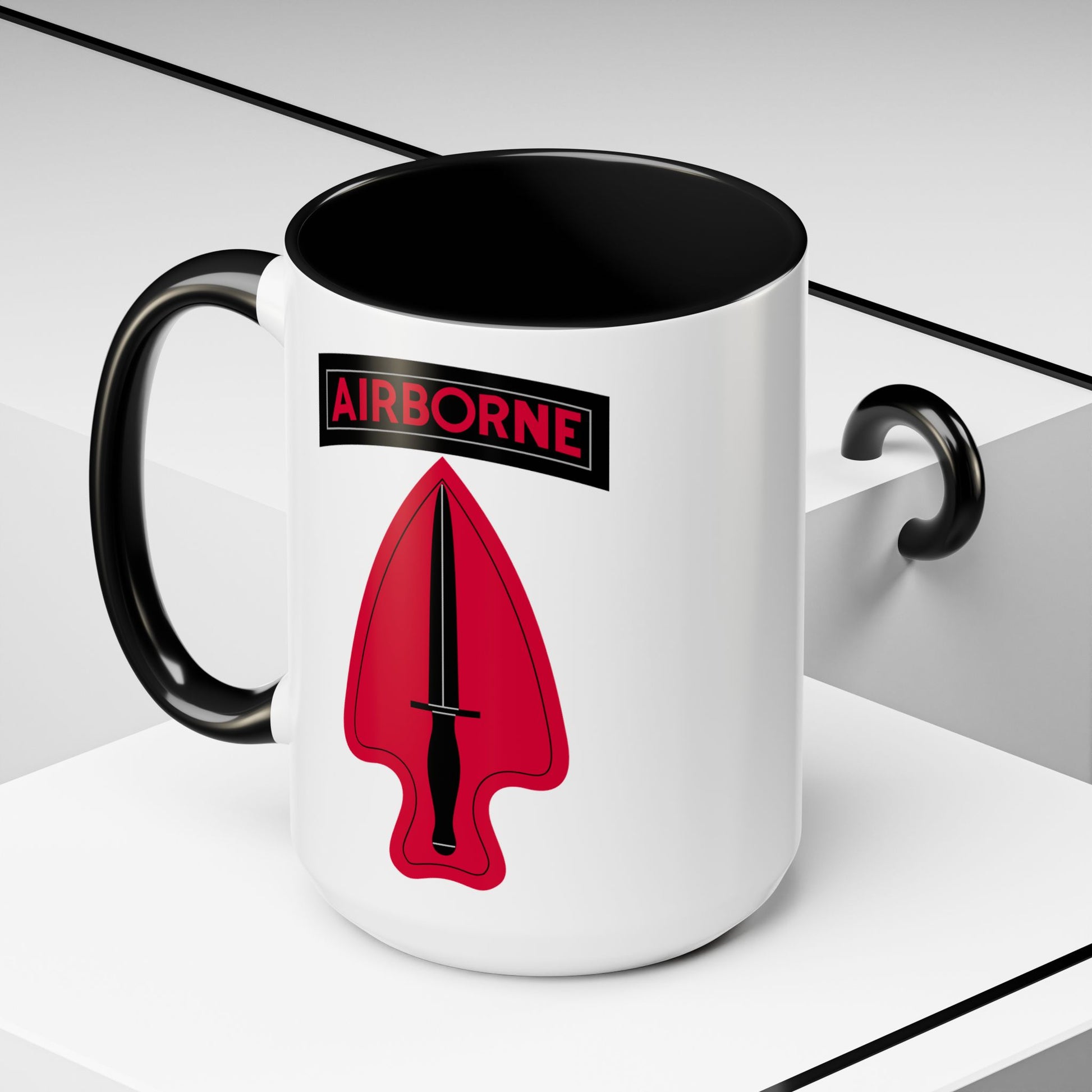 Delta Force Coffee Mug - Double Sided Black Accent White Ceramic 15oz by TheGlassyLass.com