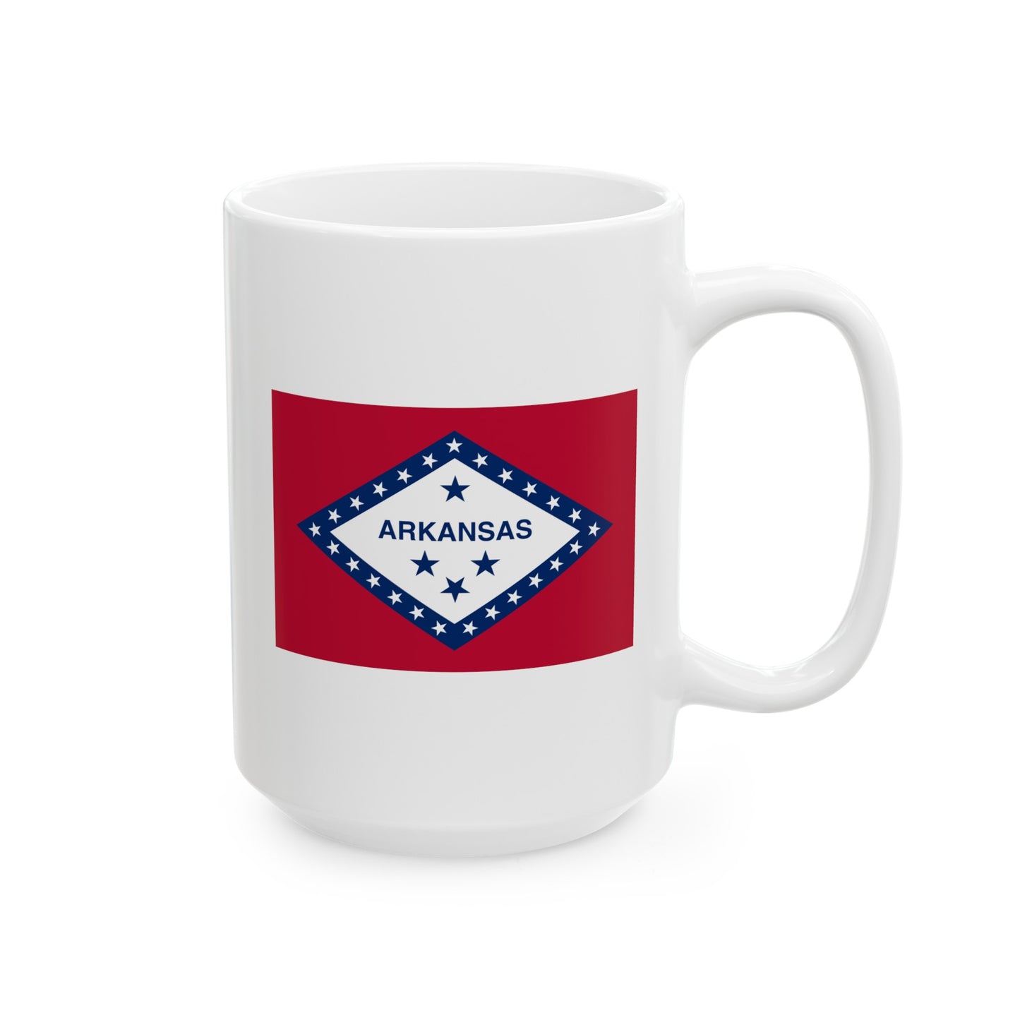 Arkansas State Flag - Double Sided White Ceramic Coffee Mug 15oz by TheGlassyLass.com