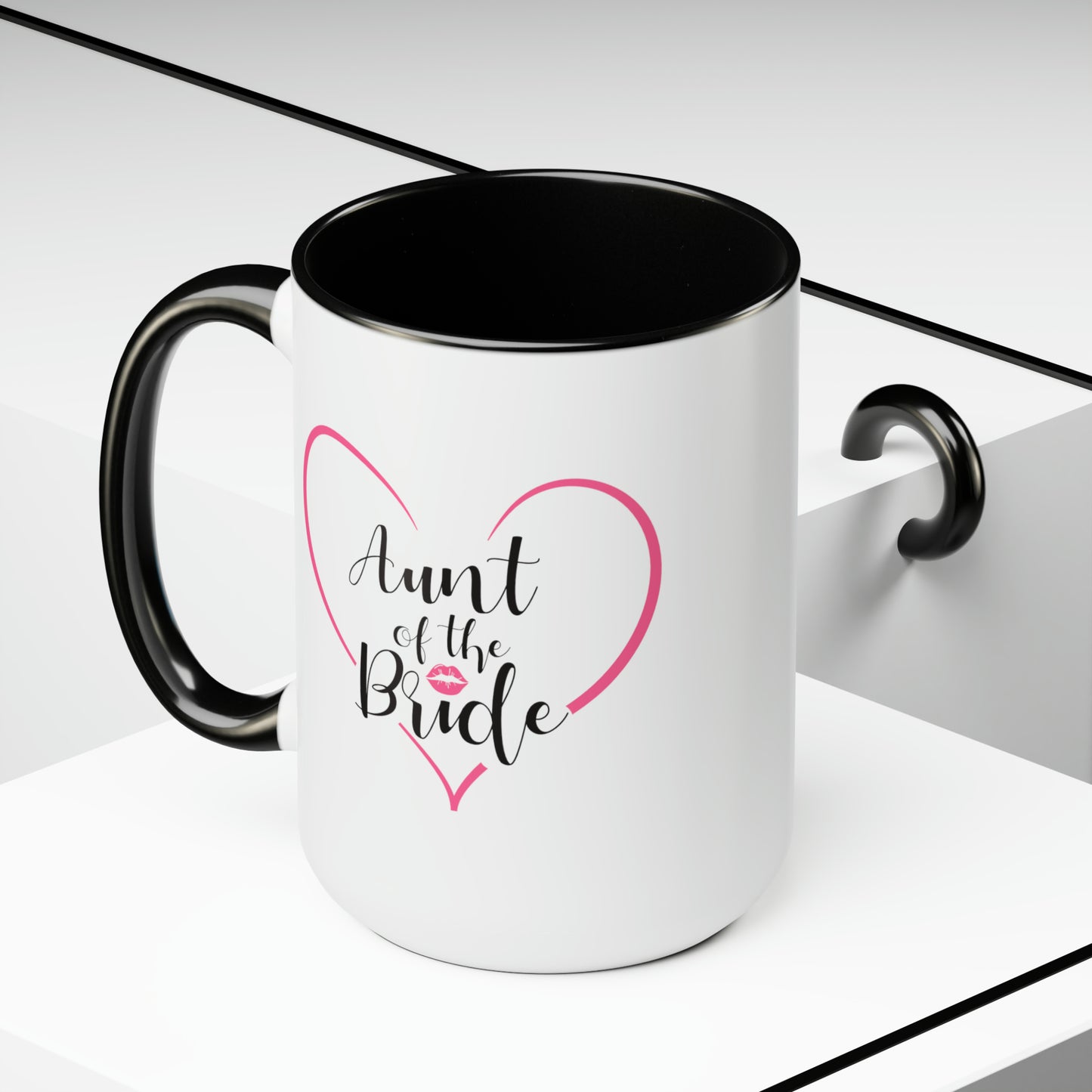 Aunt of the Bride Coffee Mug - Double Sided Black Accent Ceramic 15oz by TheGlassyLass.com