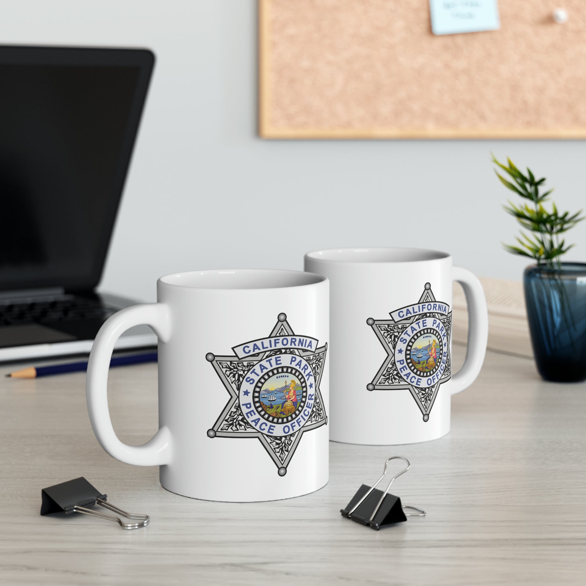 California State Parks Peace Officer Coffee Mug - Double Sided White Ceramic 11oz by TheGlassyLass.com