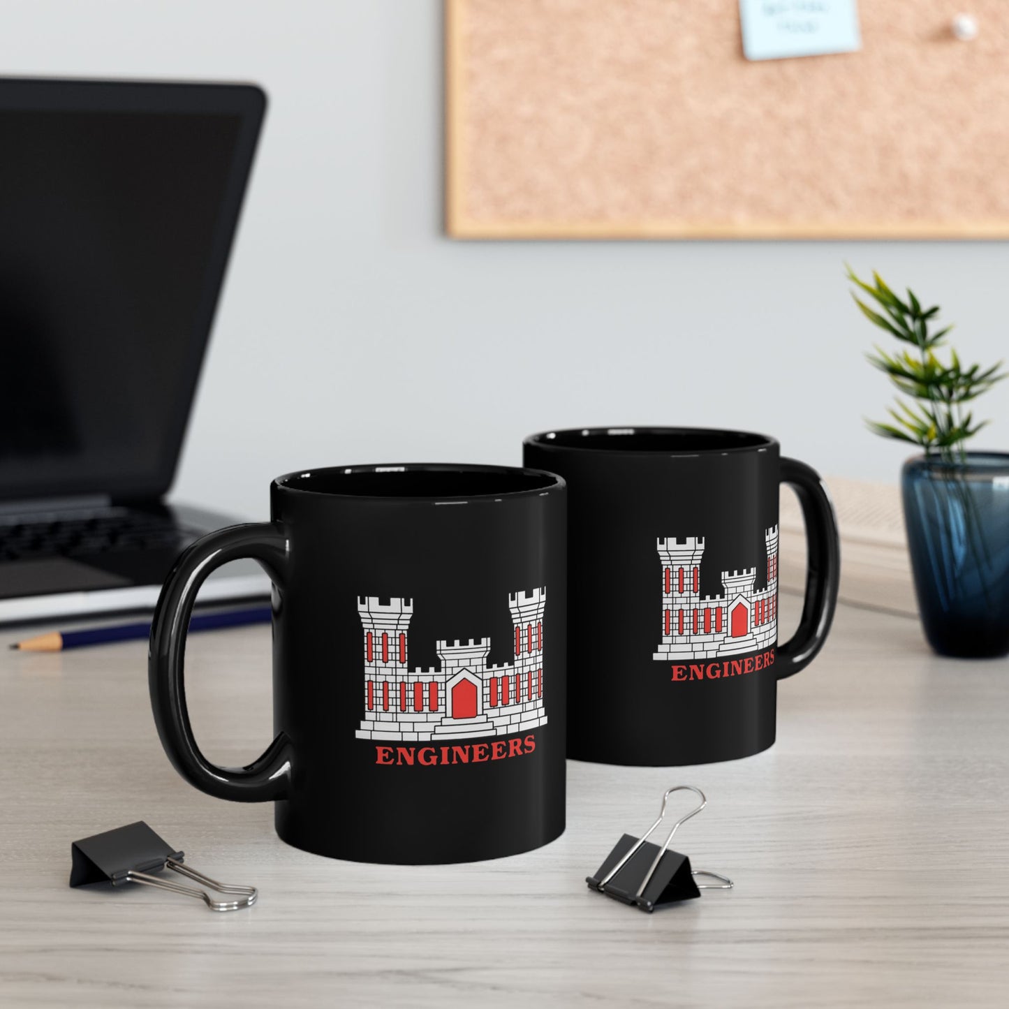 Double Sided Army Corps of Engineers Coffee Mug in Black by TheGlassyLass
