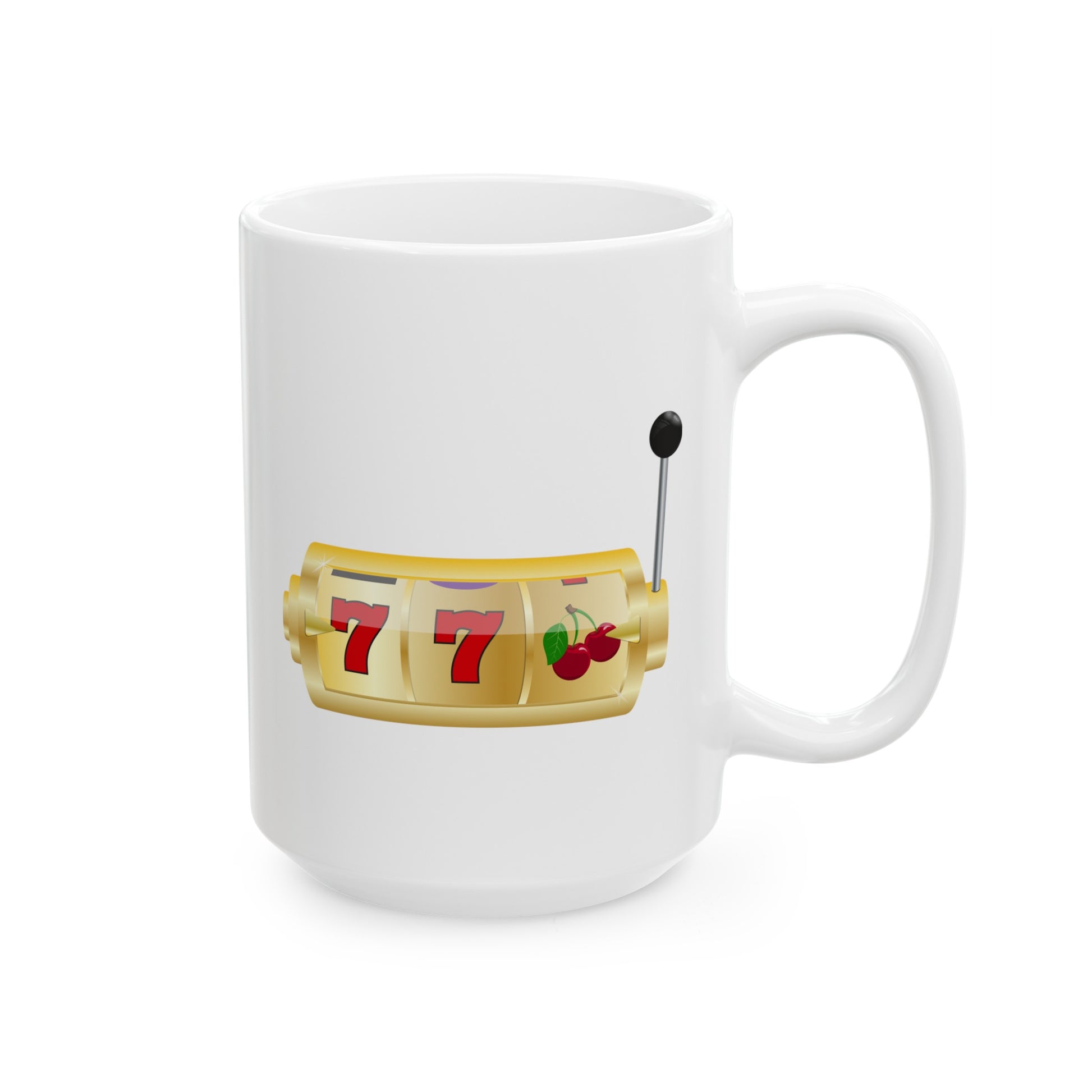 Slot Machine Coffee Mug - Double Sided White Ceramic 15oz by TheGlassyLass.com