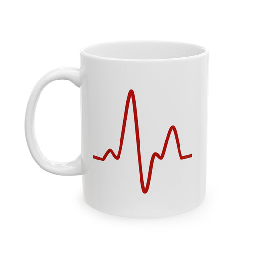 Sine Wave Coffee Mug - Double Sided White Ceramic 11oz by TheGlassyLass.com