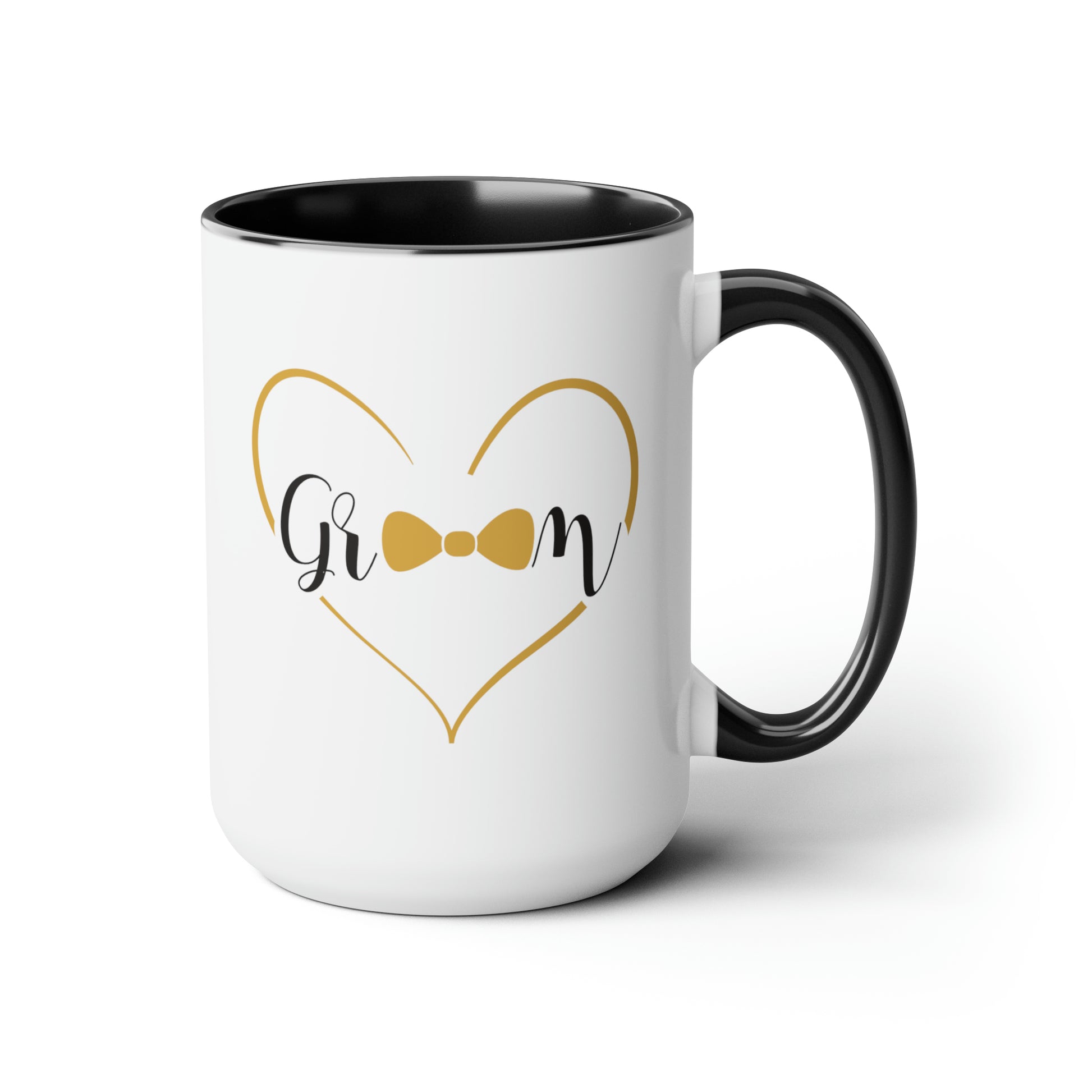 Groom Coffee Mug - Double Sided Black Accent Ceramic 15oz by TheGlassyLass.com