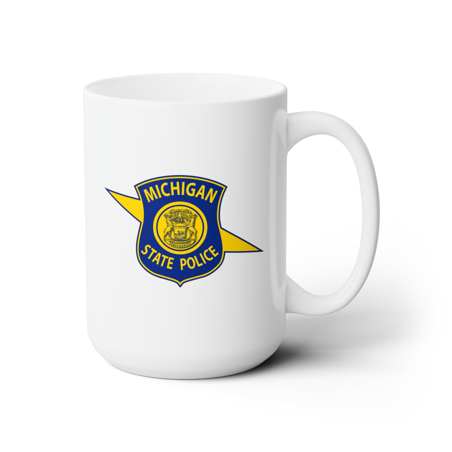 Michigan State Police Coffee Mug - Double Sided White Ceramic 15oz by TheGlassyLass.com