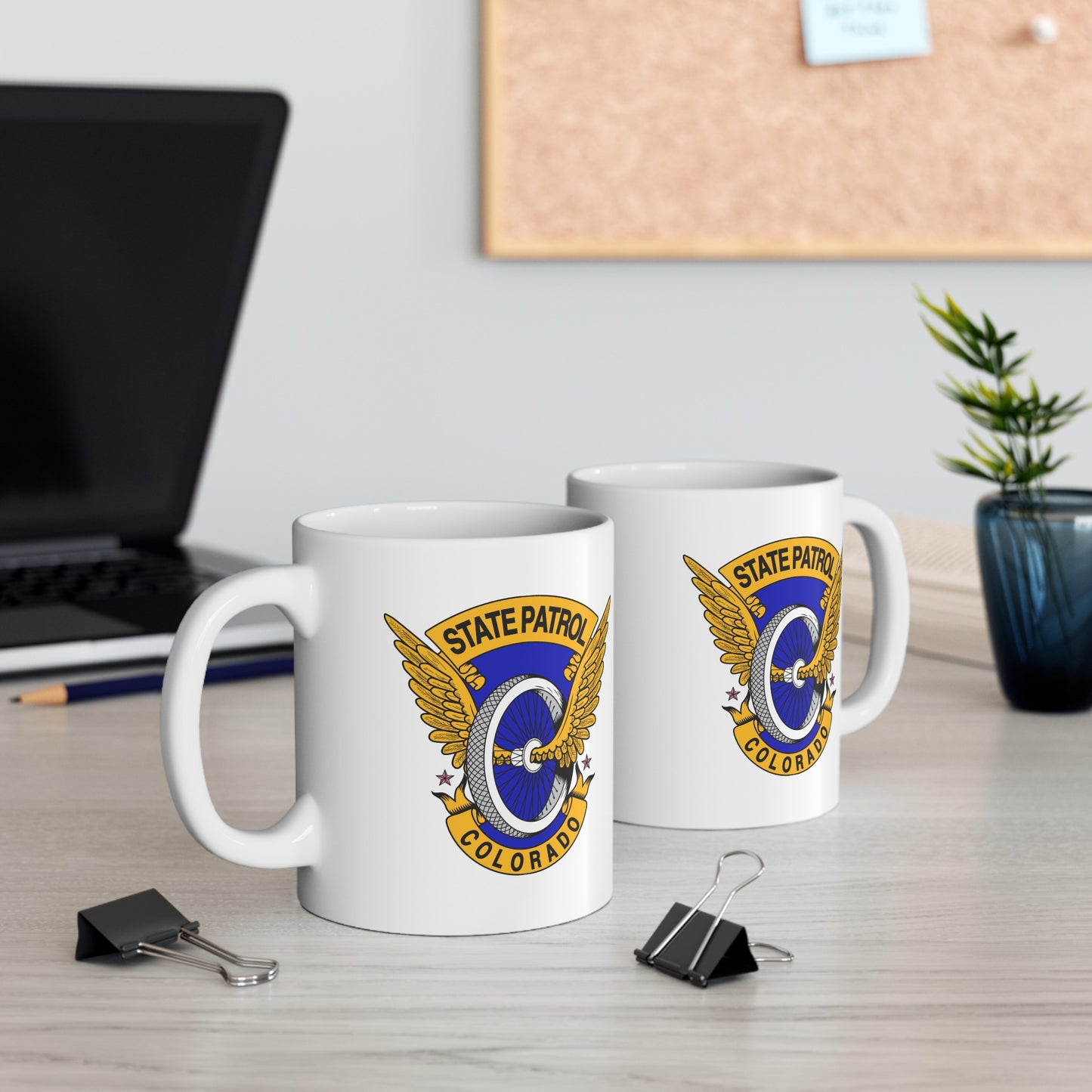 Colorado State Patrol Coffee Mug - Double Sided White Ceramic 11oz by TheGlassyLass.com