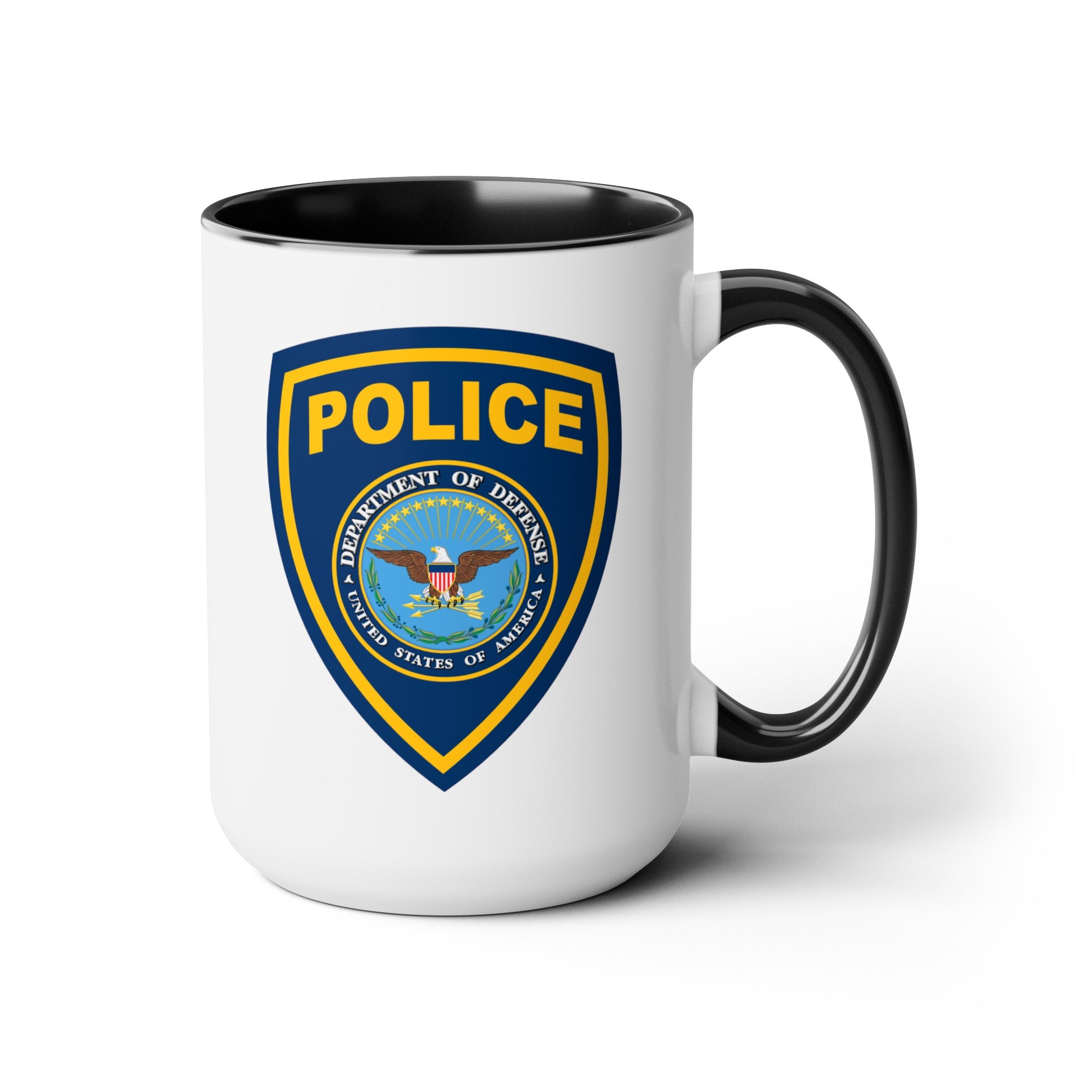 DoD Police Coffee Mug - Double Sided Black Accent White Ceramic 15oz by TheGlassyLass.com