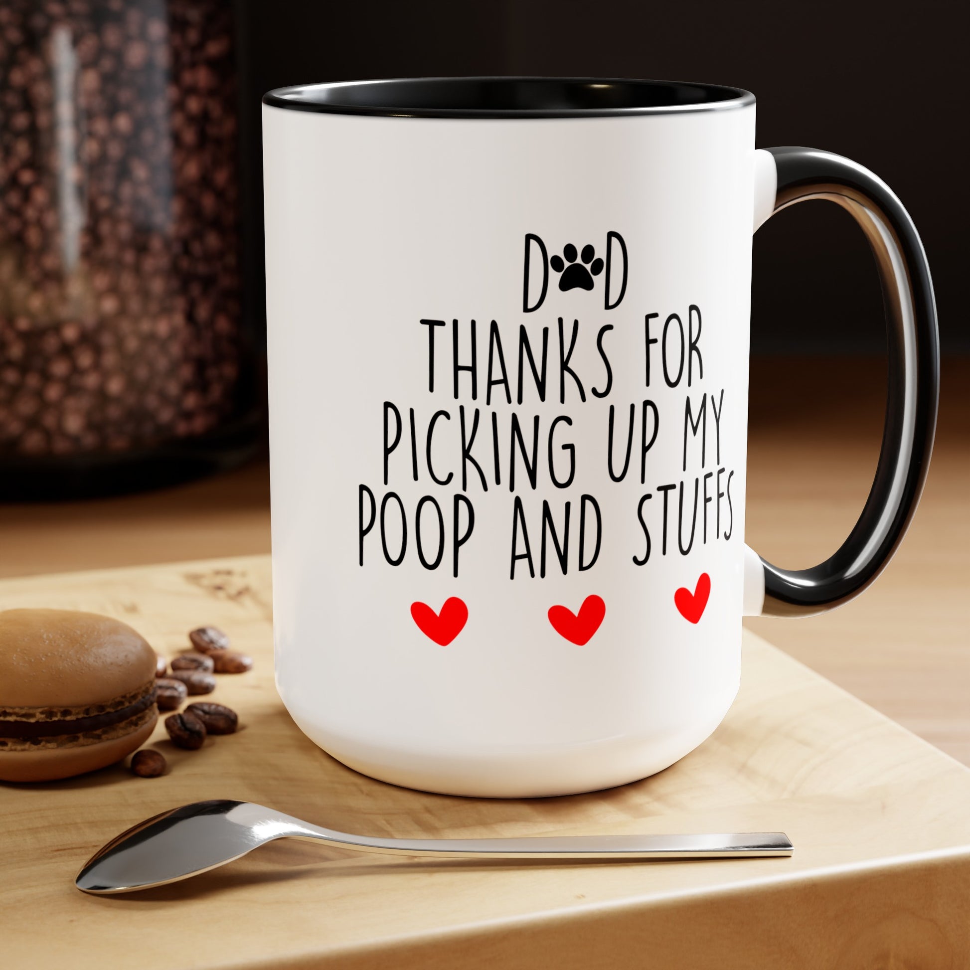 Dog Poop Coffee Mug - Double Sided Black Accent White Ceramic 15oz by TheGlassyLass.com