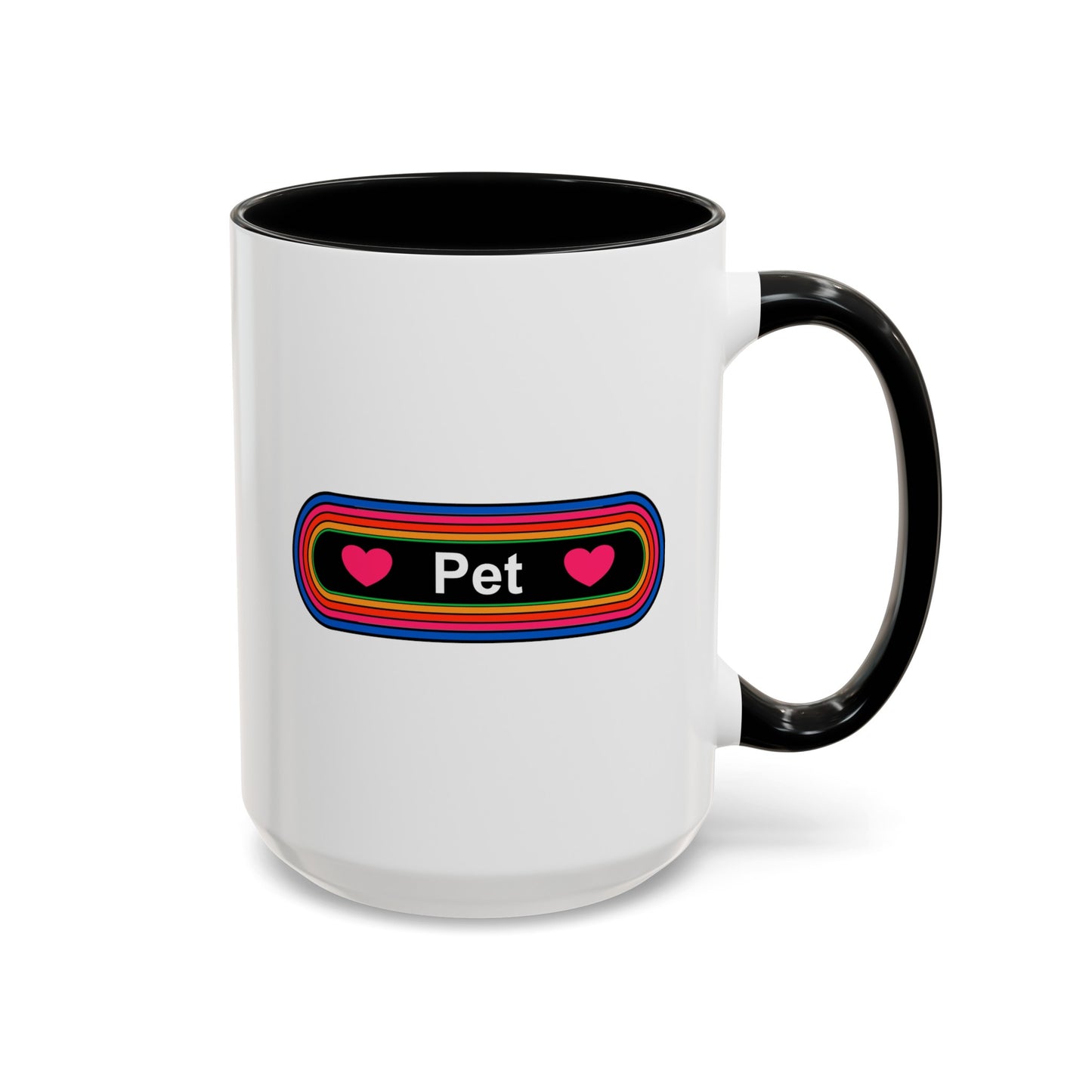 Rainbow Pet Coffee Mug - Double Sided Black Accent Ceramic 15oz - by TheGlassyLass.com