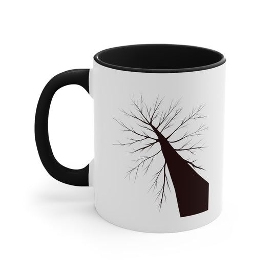 Barren Tree Coffee Mug - Double Sided Black Accent White Ceramic 11oz by TheGlassyLass.com