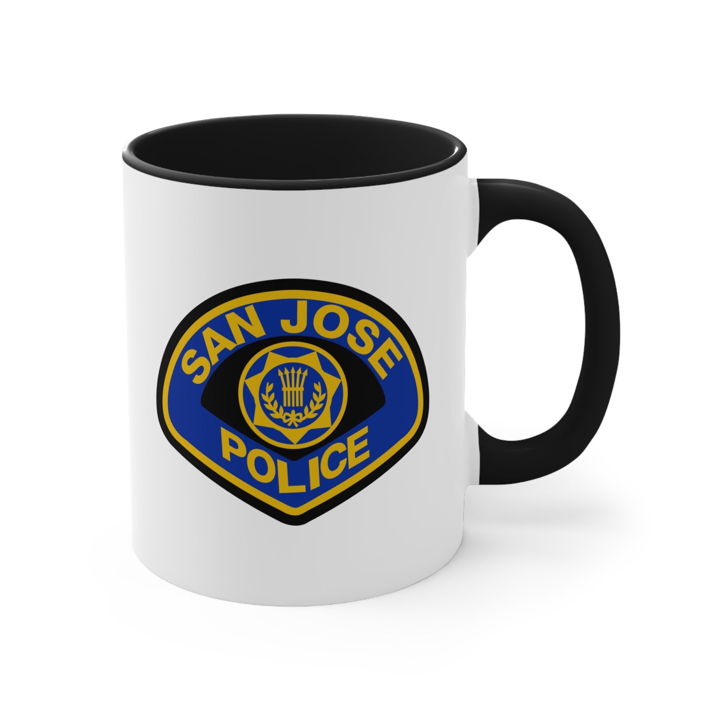 San Jose Police Coffee Mug - Doubles Sided Black Accent White Ceramic 11oz by TheGlassyLass.com