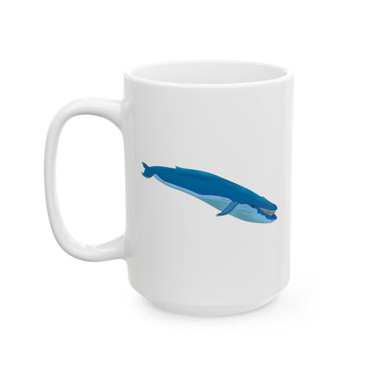 Blue Whale Coffee Mug - Double Sided White Ceramic 15oz by TheGlassyLass.com