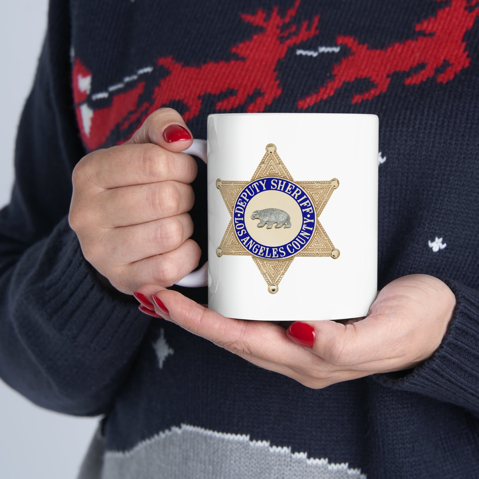 LASD Deputy Sheriff Badge Coffee Mug - Double Sided White Ceramic 11oz by TheGlassyLass.com