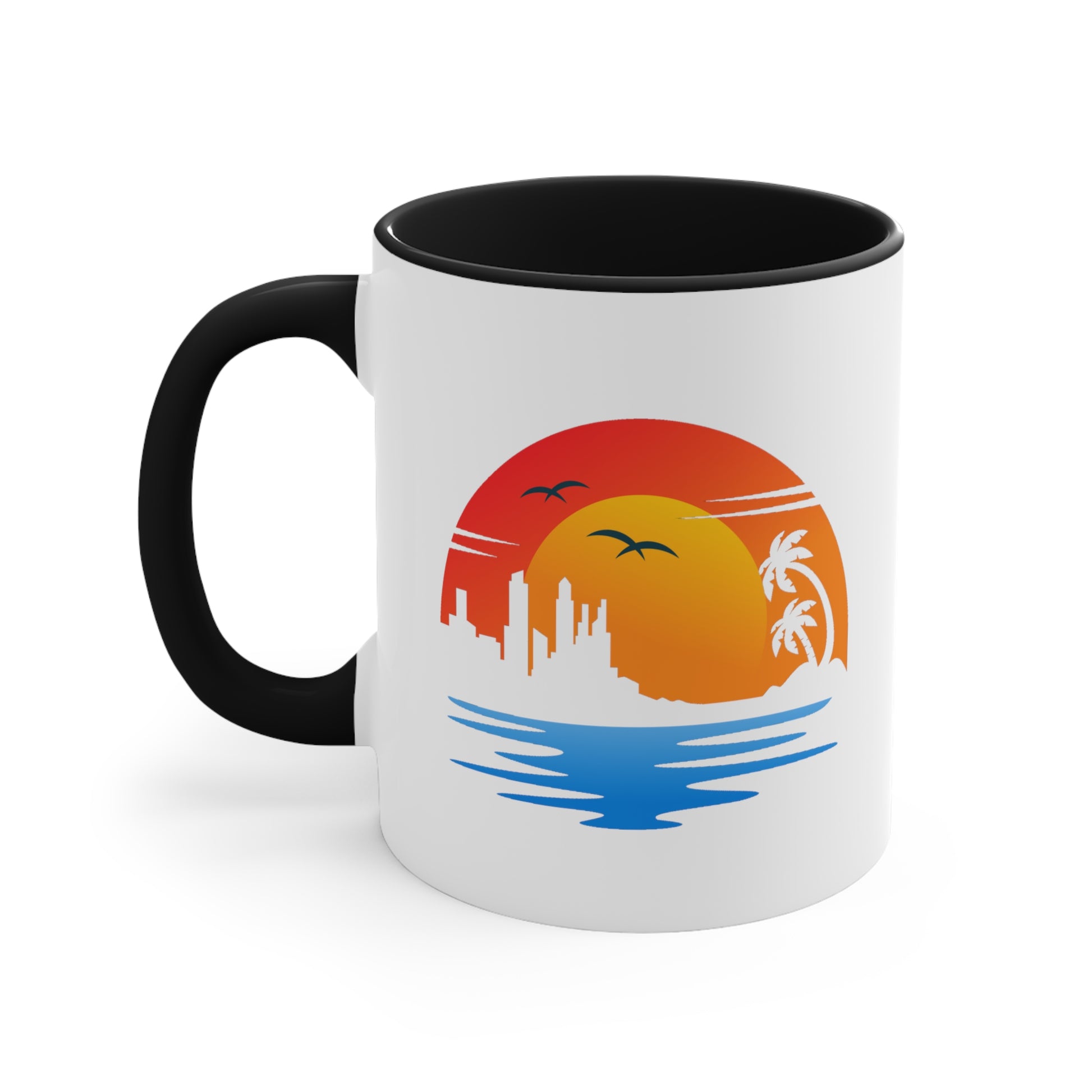 Life's a Beach Coffee Mug - Double Sided Black Accent White Ceramic 11oz by TheGlassyLass.com