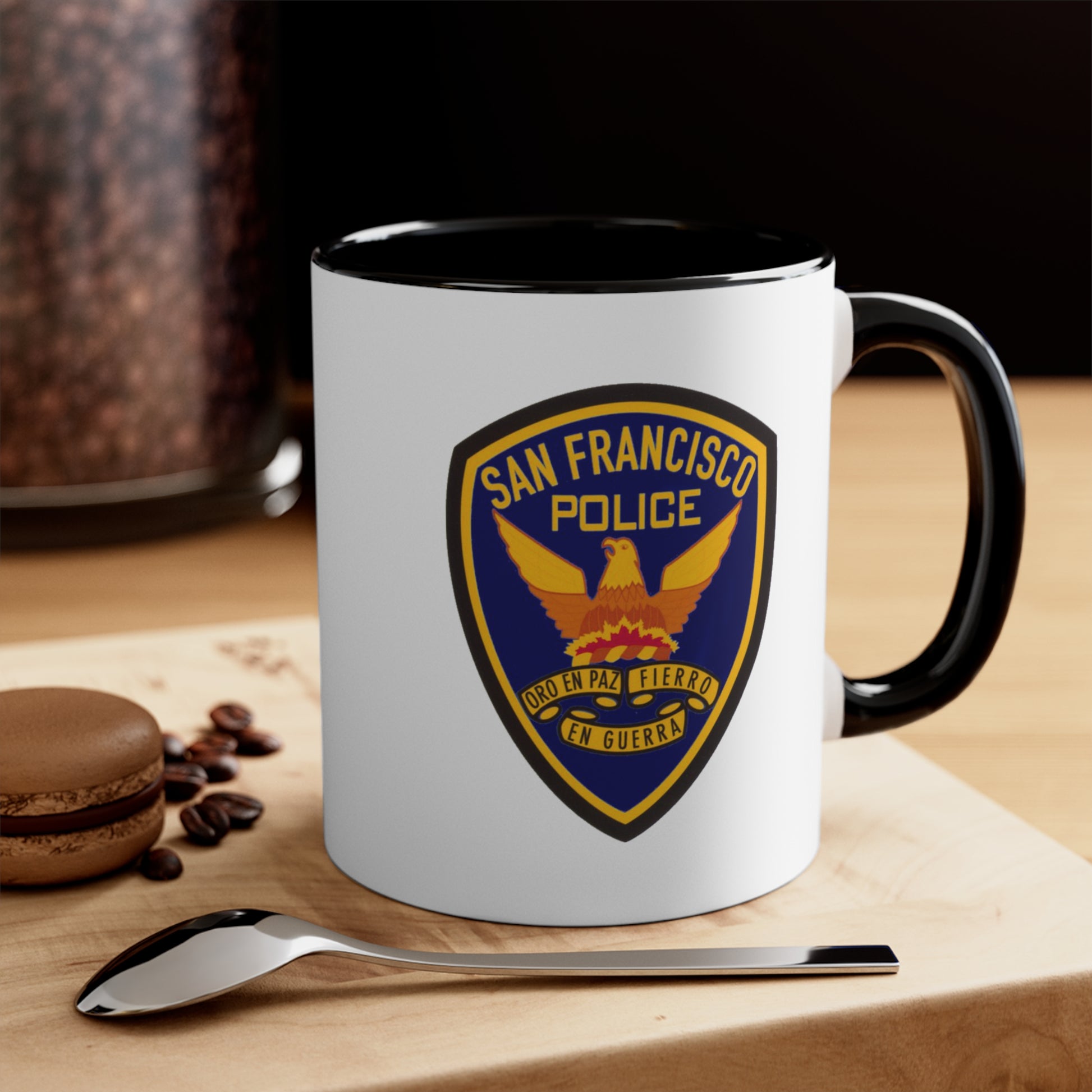 San Francisco Police Coffee Mug - Double Sided Black Accent White Ceramic 11oz by TheGlassyLass.com