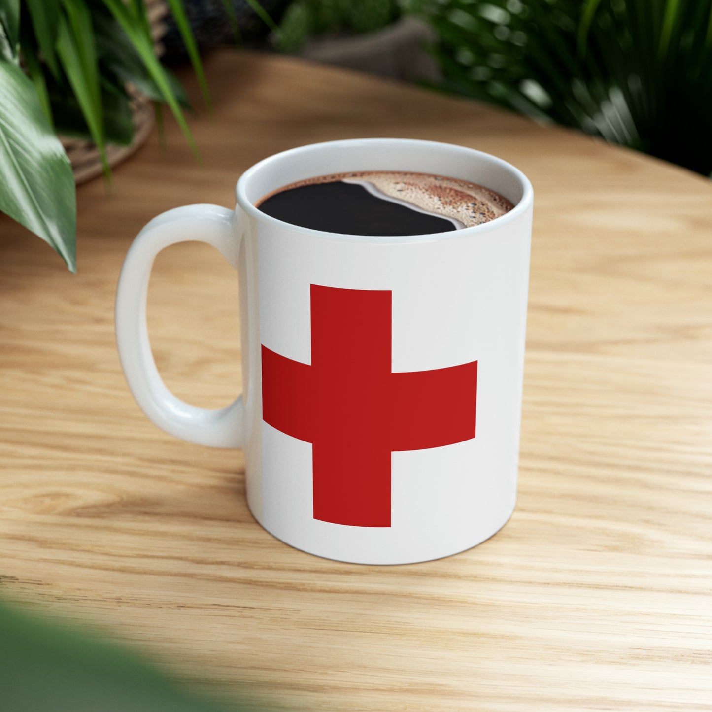 Red Cross Coffee Mug - Double Sided White Ceramic 11oz by TheGlassyLass.com