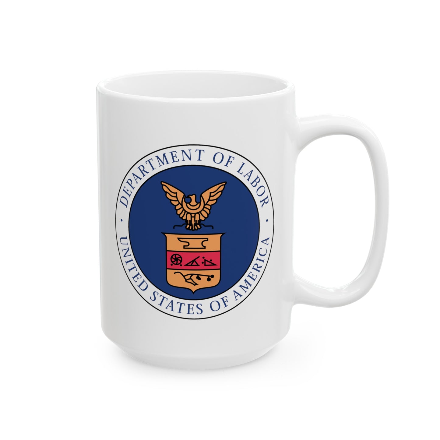 Department of Labor Coffee Mug - Double Sided White Ceramic 15oz by TheGlassyLass.com