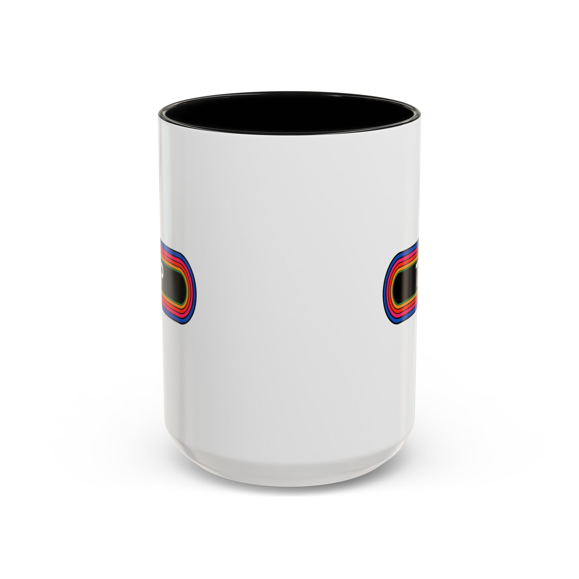 Rainbow TOP Pronouns Coffee Mug - Double Sided Black Accent Ceramic 15oz - by TheGlassyLass.com