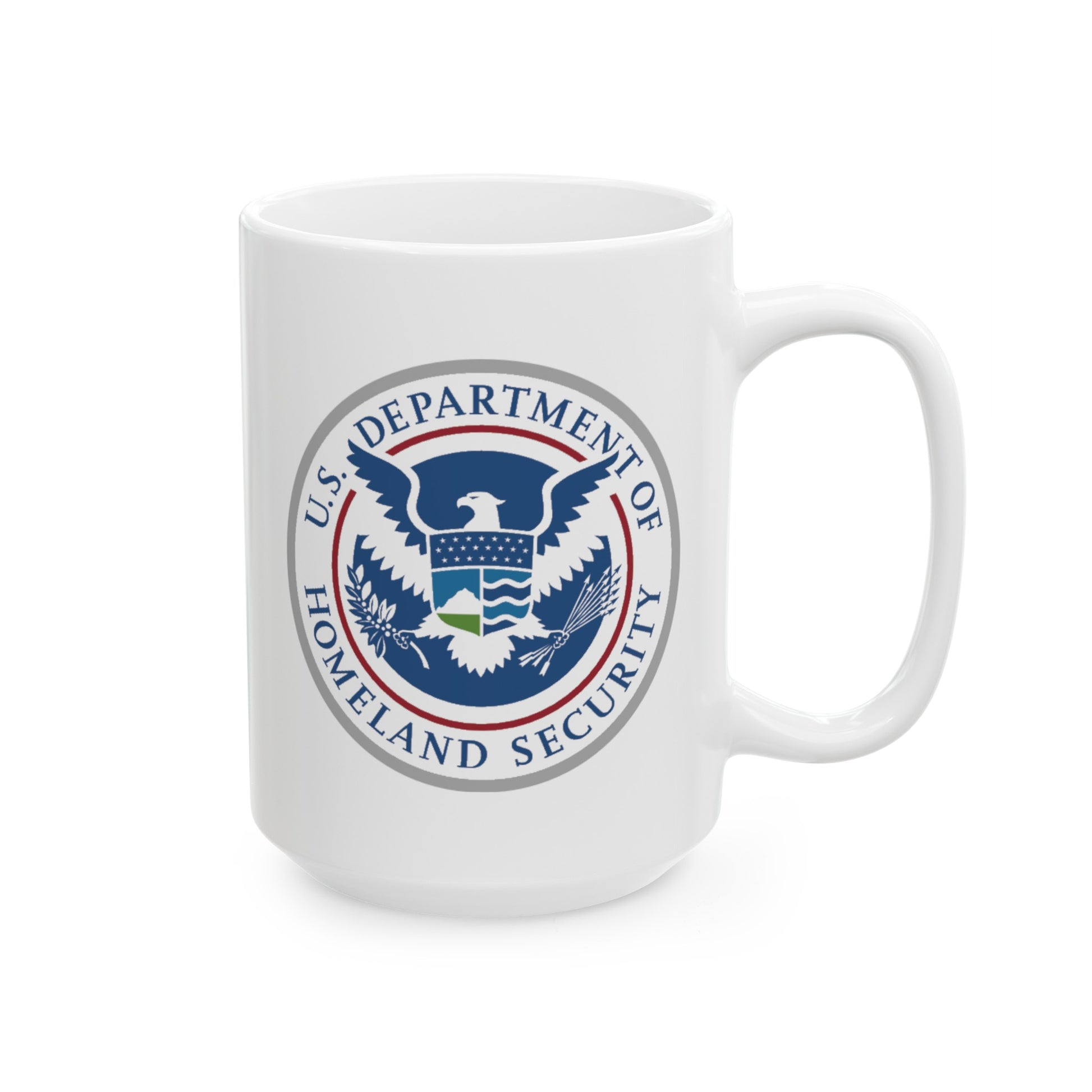 Homeland Security Coffee Mug - Double Sided White Ceramic 15oz by TheGlassyLass.com