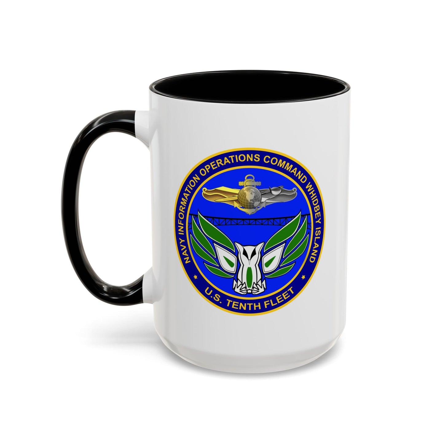 Naval Air Station Whidbey Island Coffee Mug - Double Sided Print, Black Accent White Ceramic, 15oz by TheGlassyLass.com