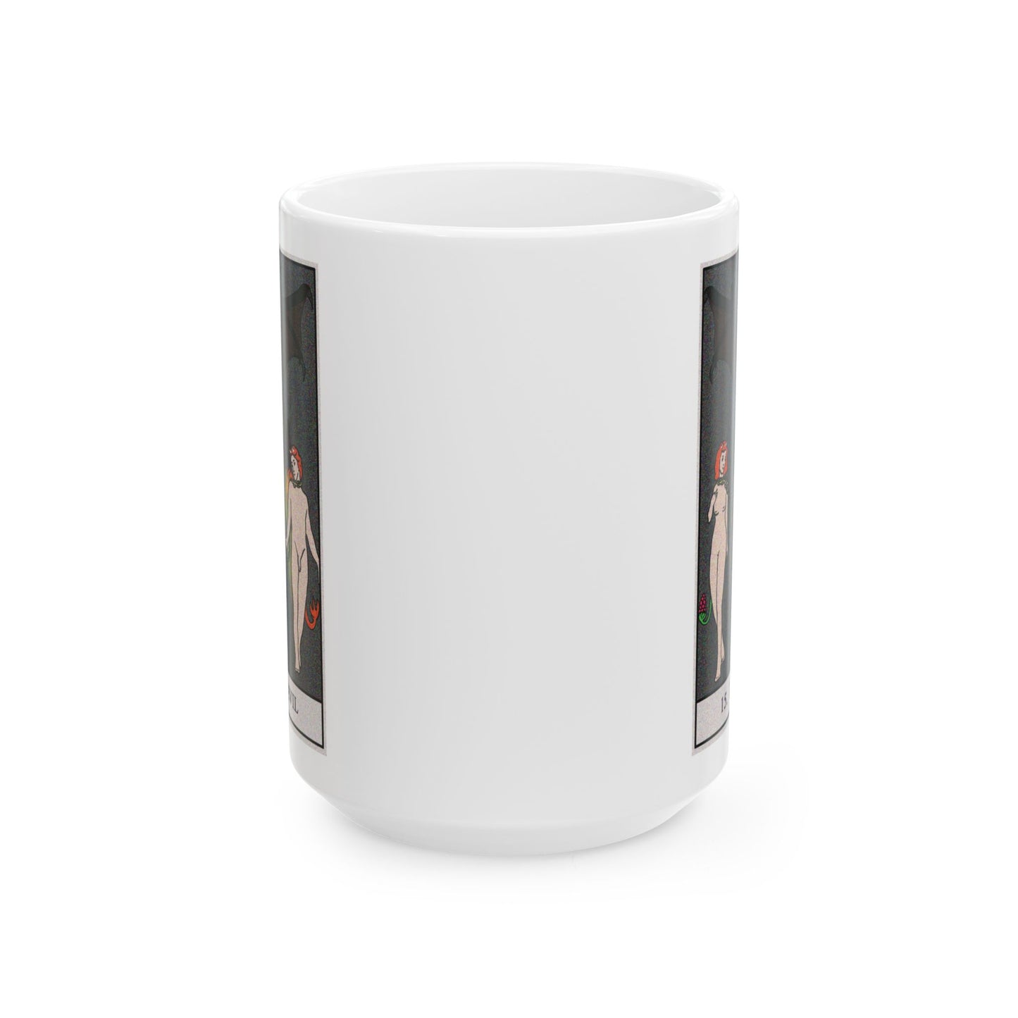The Devil Tarot Card Coffee Mug - Double Sided White Ceramic 15oz by TheGlassyLass.com