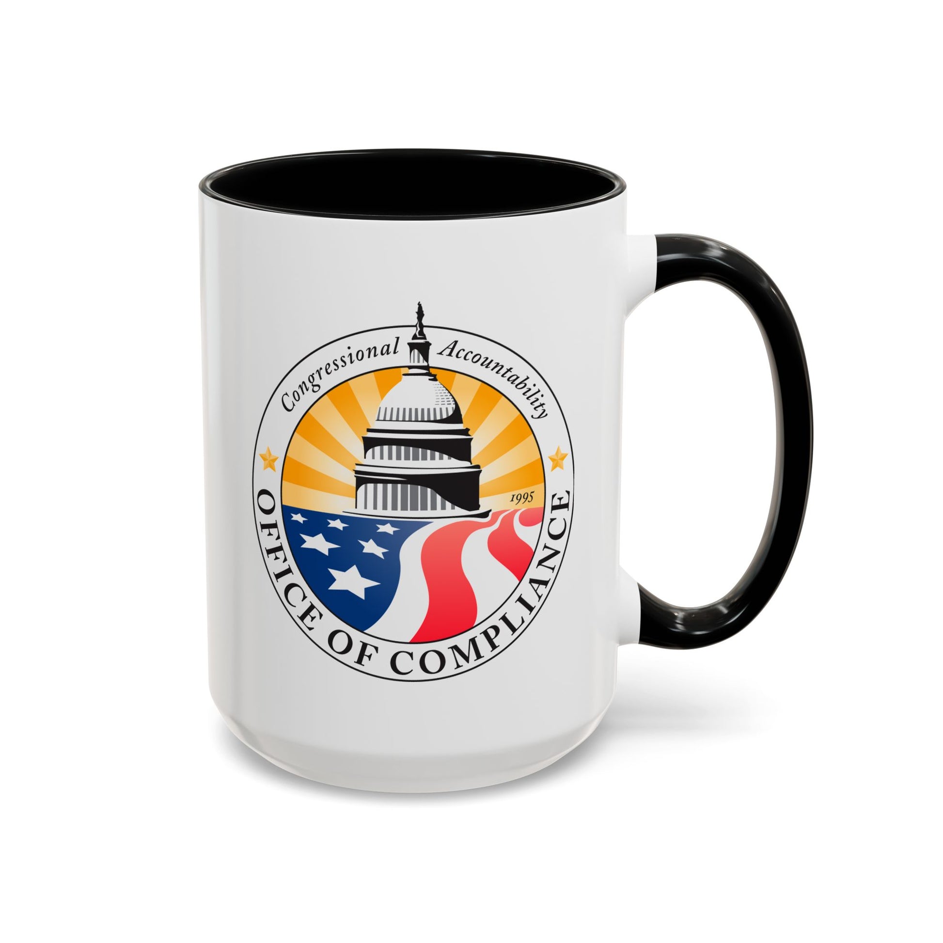 Congressional Accountability Office of Compliance Coffee Mug - Double Sided Print, Black Accent White Ceramic, 15oz by TheGlassyLass.com