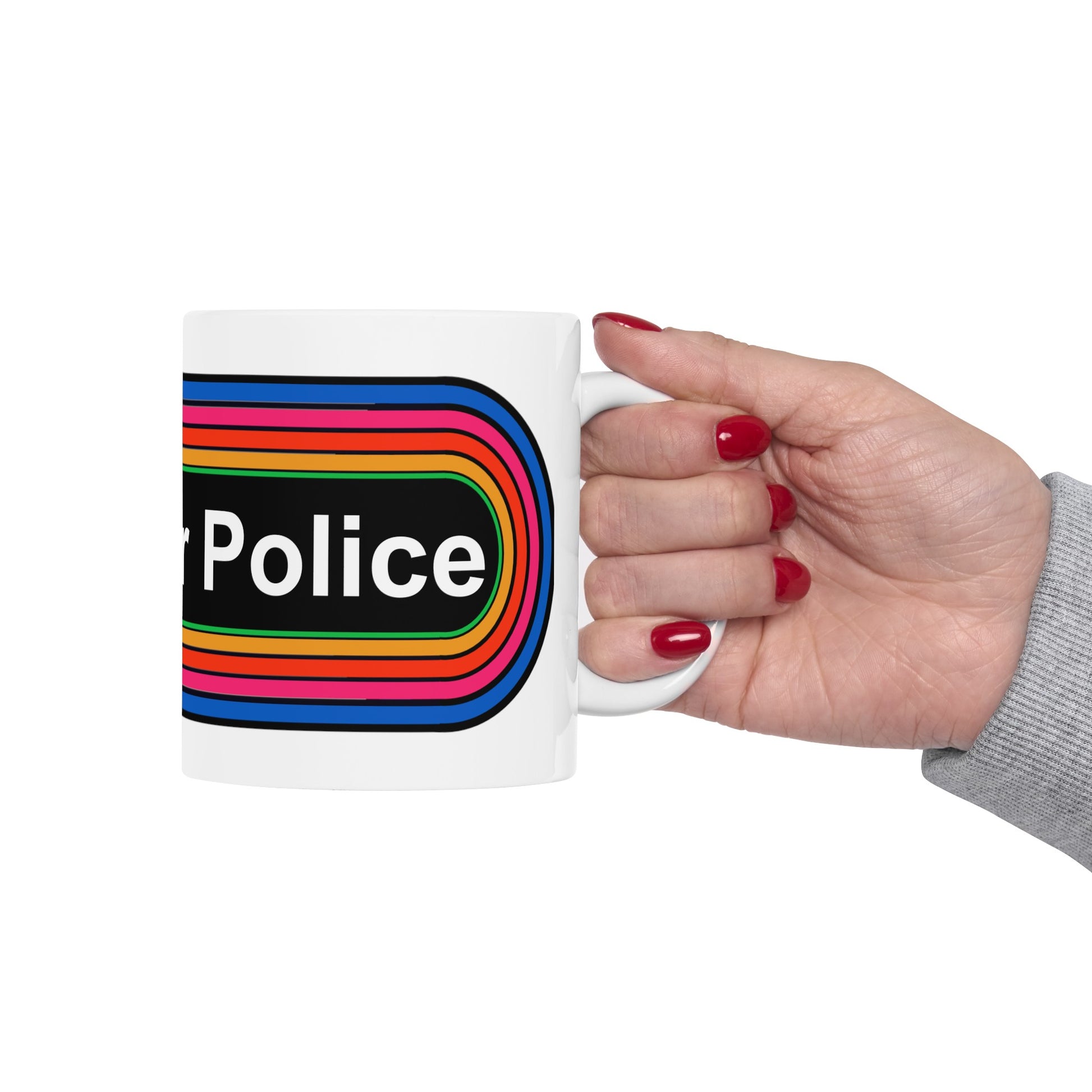 Rainbow Grammar Police Coffee Mug - Wrap Print White Ceramic 11oz - by TheGlassyLass.com